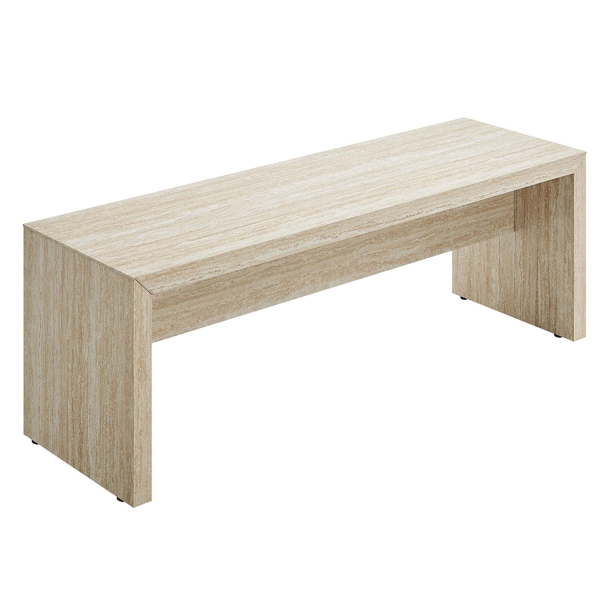 Mirella 53.5” Faux Travertine Bench - Travertine