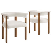 Imogen Performance Velvet Barrel Dining Chairs - Set of 2 - Alabaster Deep Brown