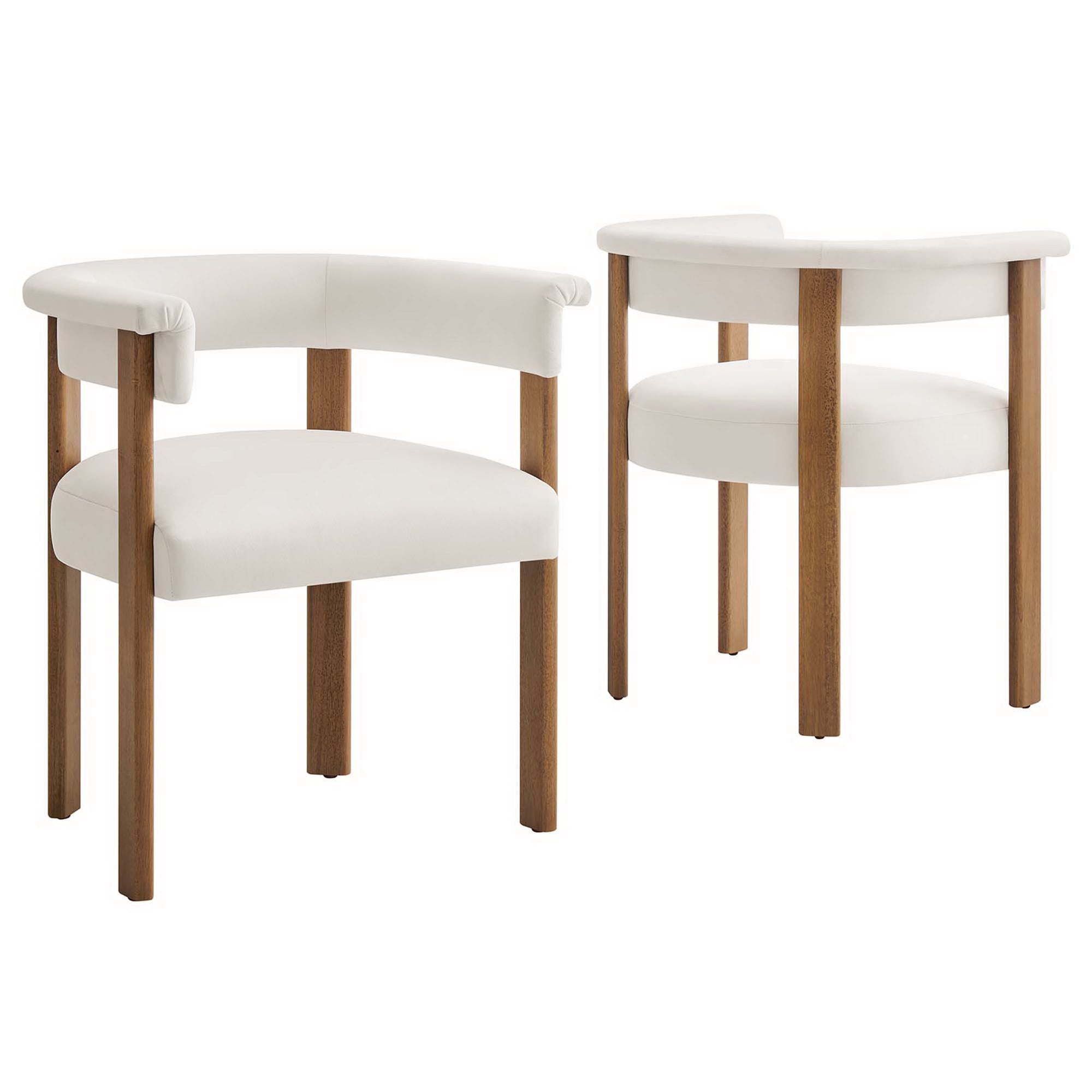 Imogen Performance Velvet Barrel Dining Chairs - Set of 2 - Alabaster Deep Brown