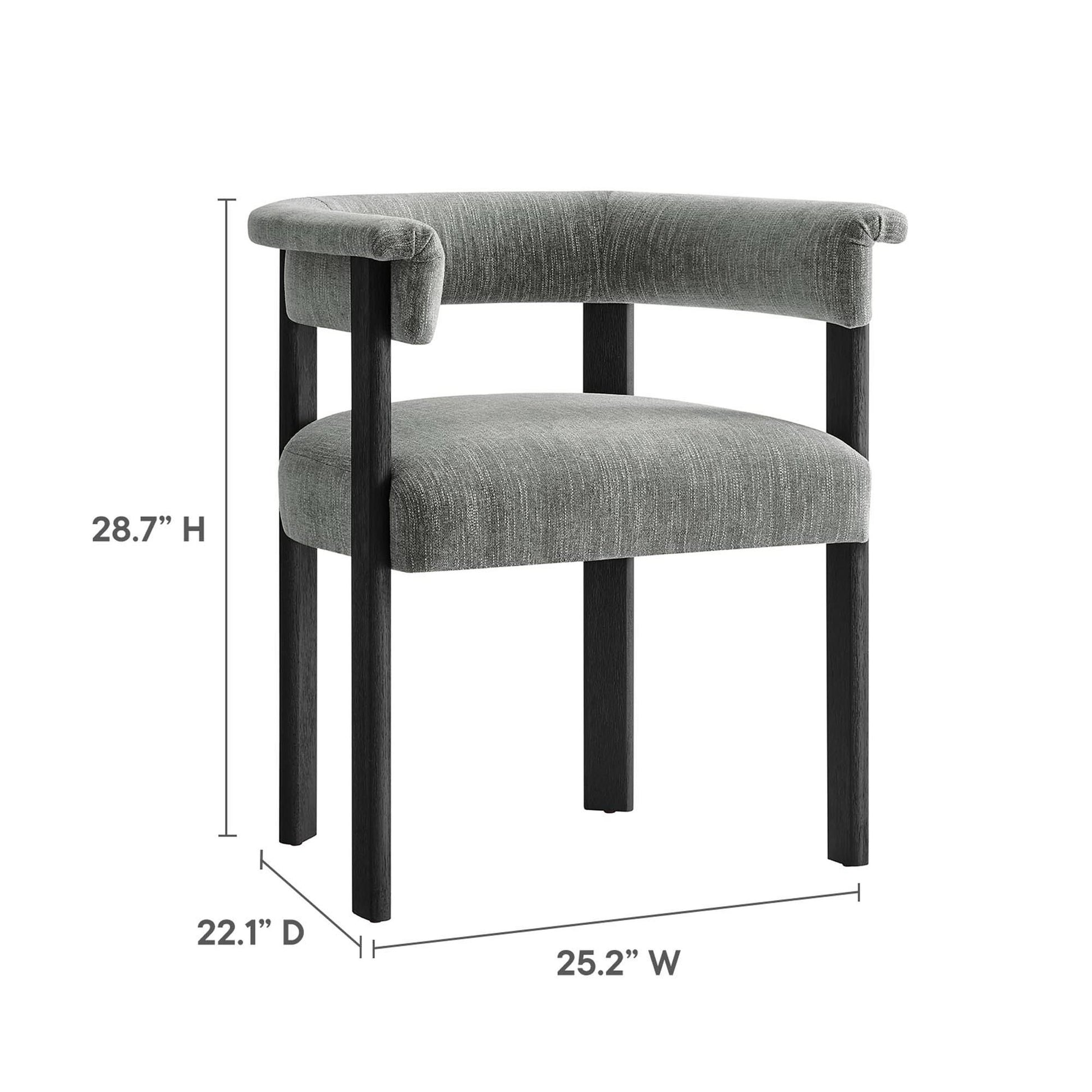 Imogen Woven Heathered Fabric Upholstered Barrel Dining Chairs - Set of 2 - Heathered Weave Ivory Black