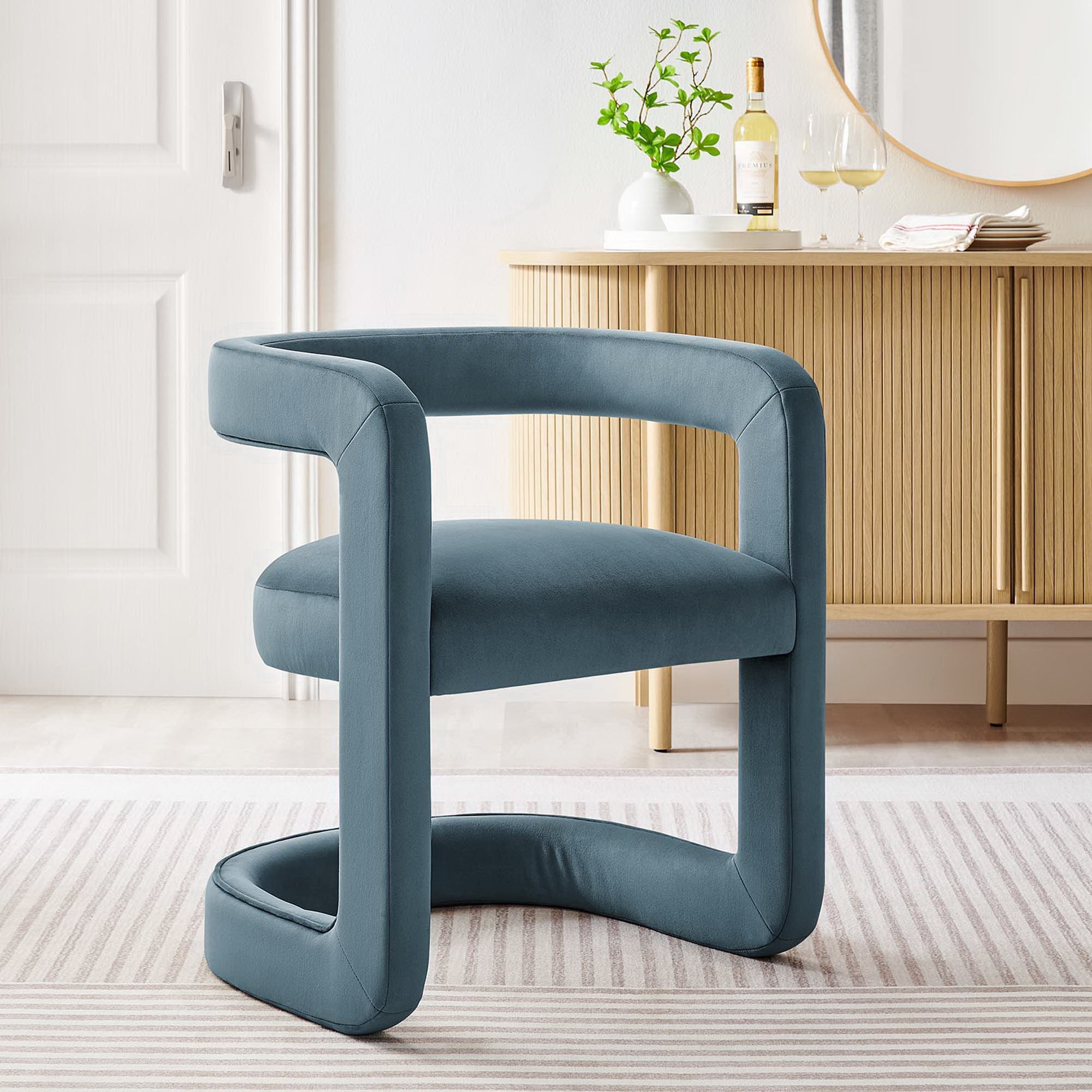 Winslow  Barrel Performance Velvet Dining Chair