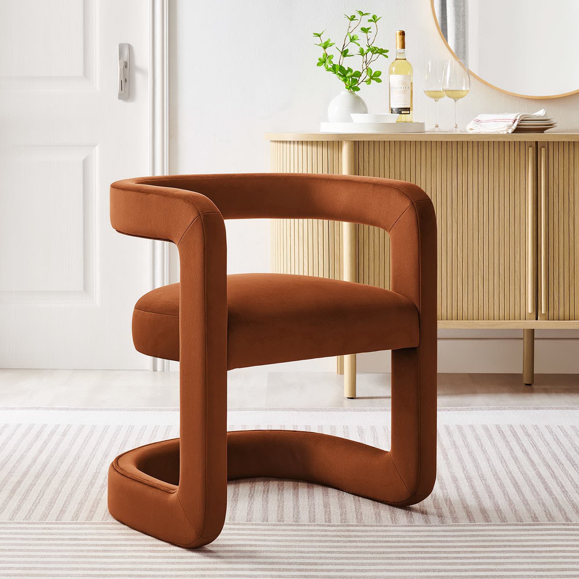 Winslow  Barrel Performance Velvet Dining Chair