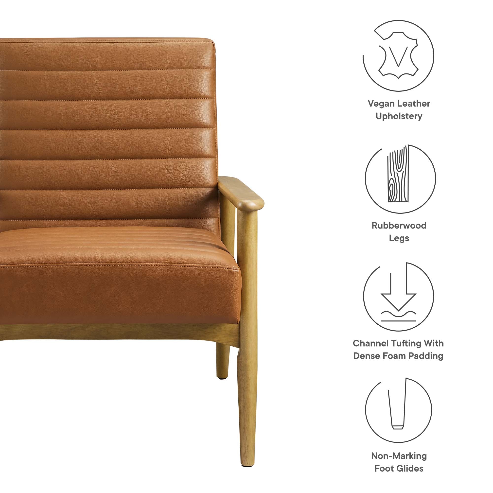 Jensen   Vegan Leather Accent Chair - Natural Tan