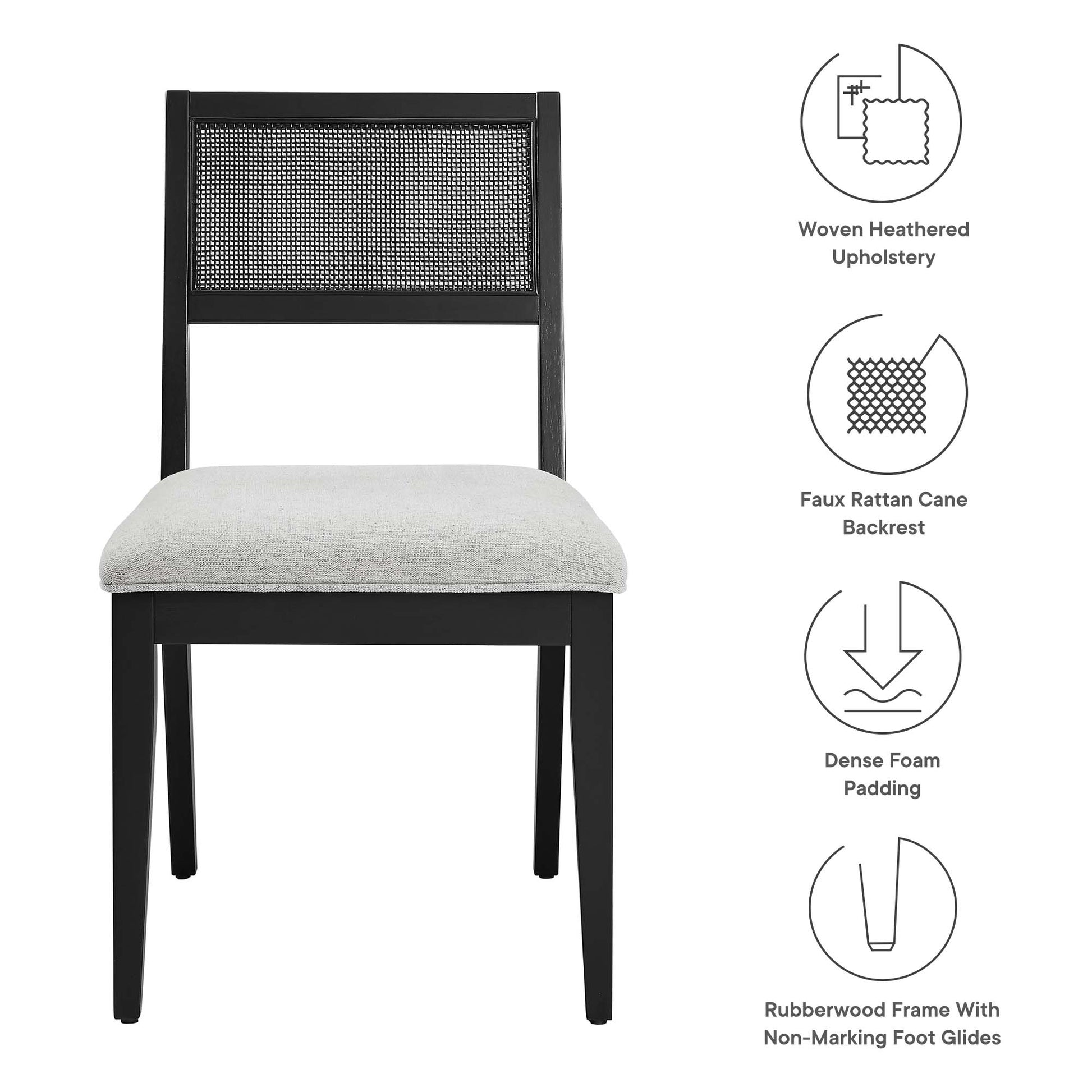 Nimba  Rattan Fabric Dining Chairs Set of 2 - Heathered Weave Azure