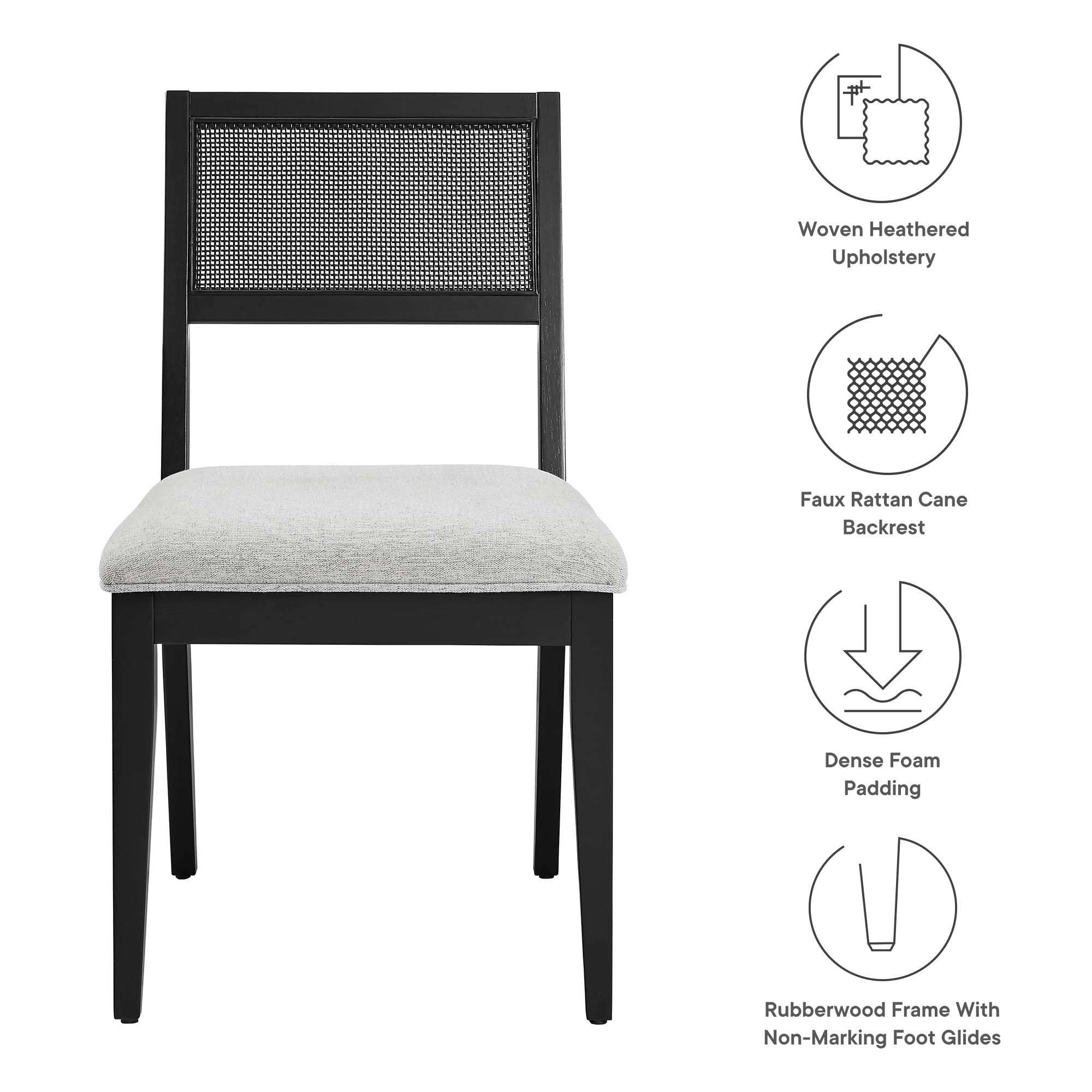 Nimba  Rattan Fabric Dining Chairs Set of 2 - Heathered Weave Azure