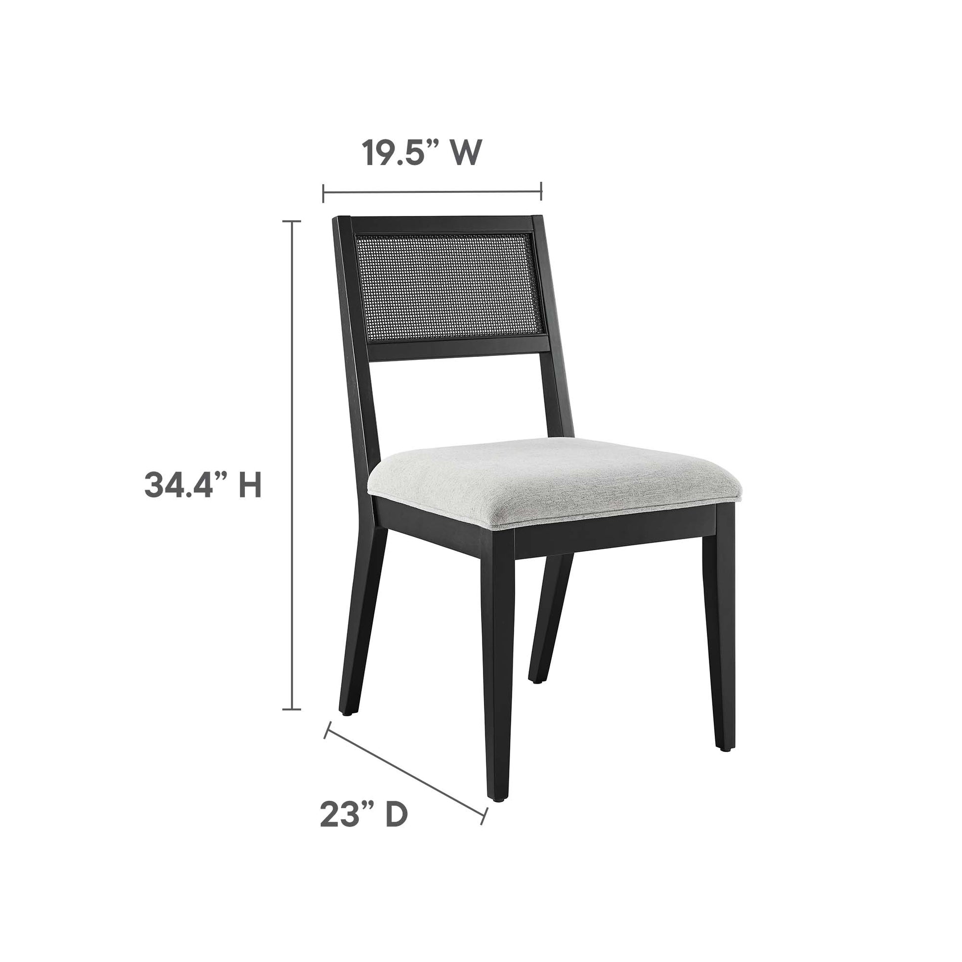 Nimba  Rattan Fabric Dining Chairs Set of 2 - Heathered Weave Ivory