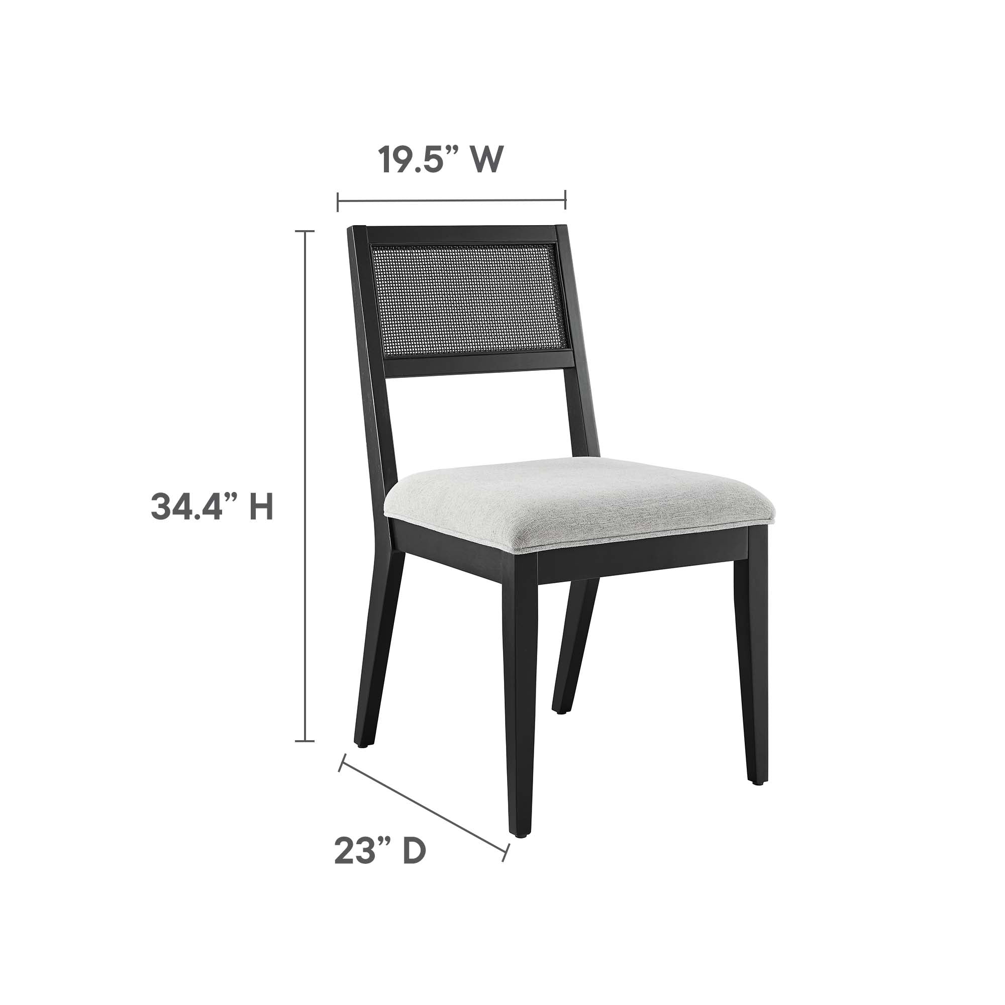 Nimba  Rattan Fabric Dining Chairs Set of 2 - Heathered Weave Ivory
