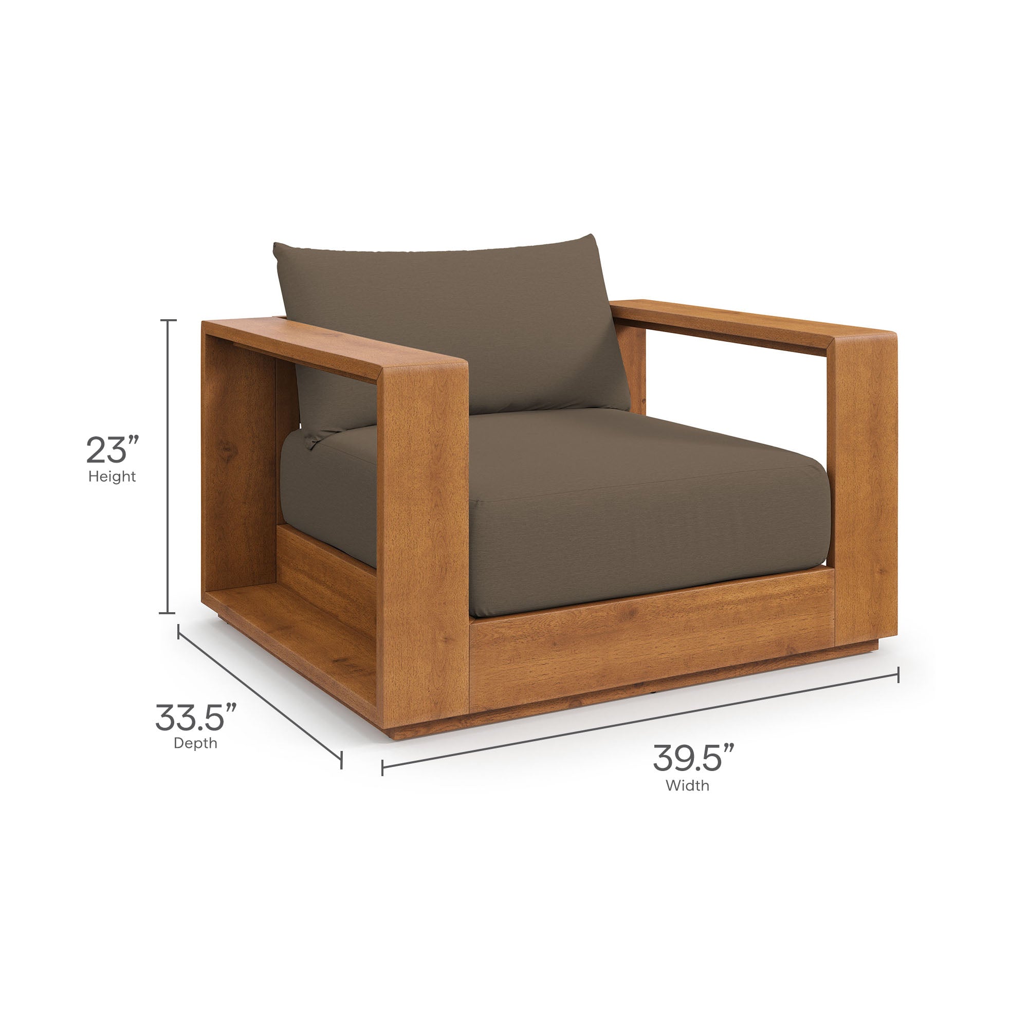Tahoe Outdoor Patio Acacia Wood Chair - Natural Light Gray