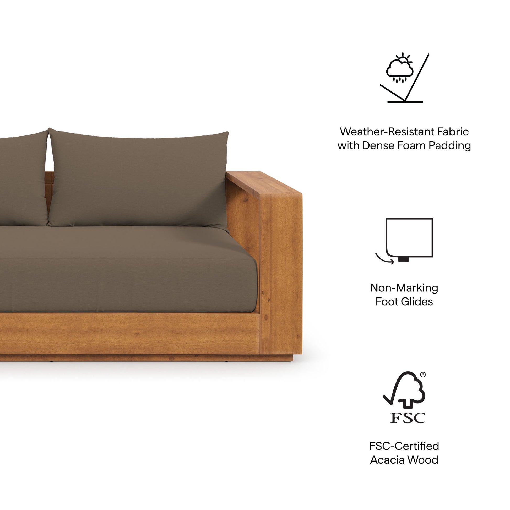 Tahoe Acacia Wood Outdoor Patio Acacia Wood Loveseat