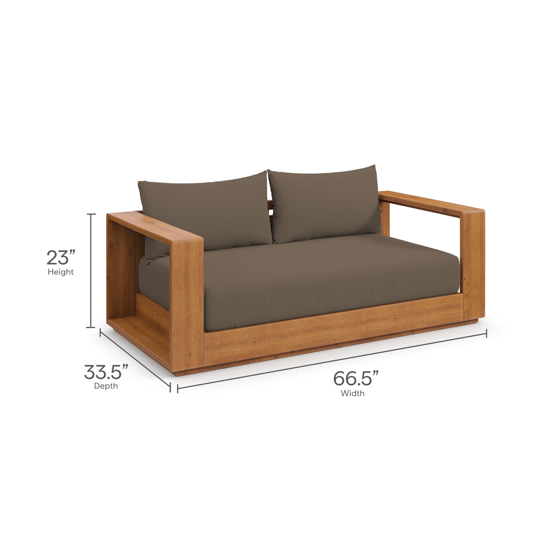 Tahoe Acacia Wood Outdoor Patio Acacia Wood Loveseat - Natural Light Gray