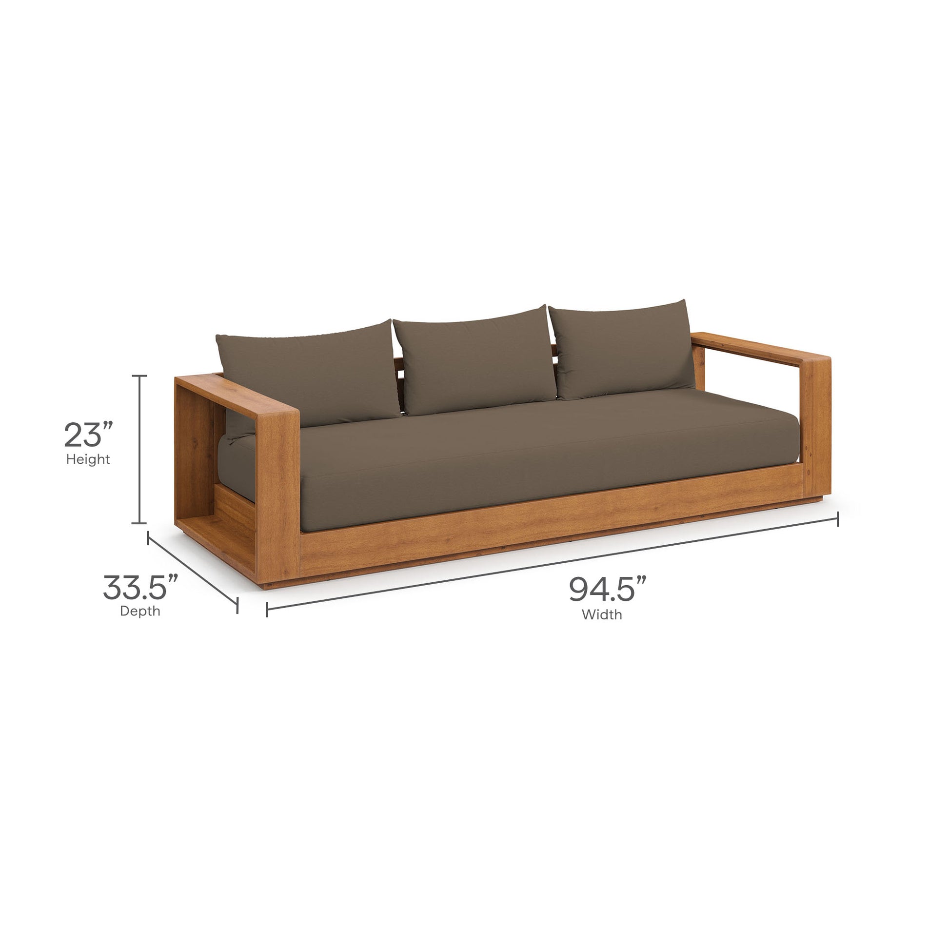 Tahoe Outdoor Patio Acacia Wood Sofa - Natural Light Gray