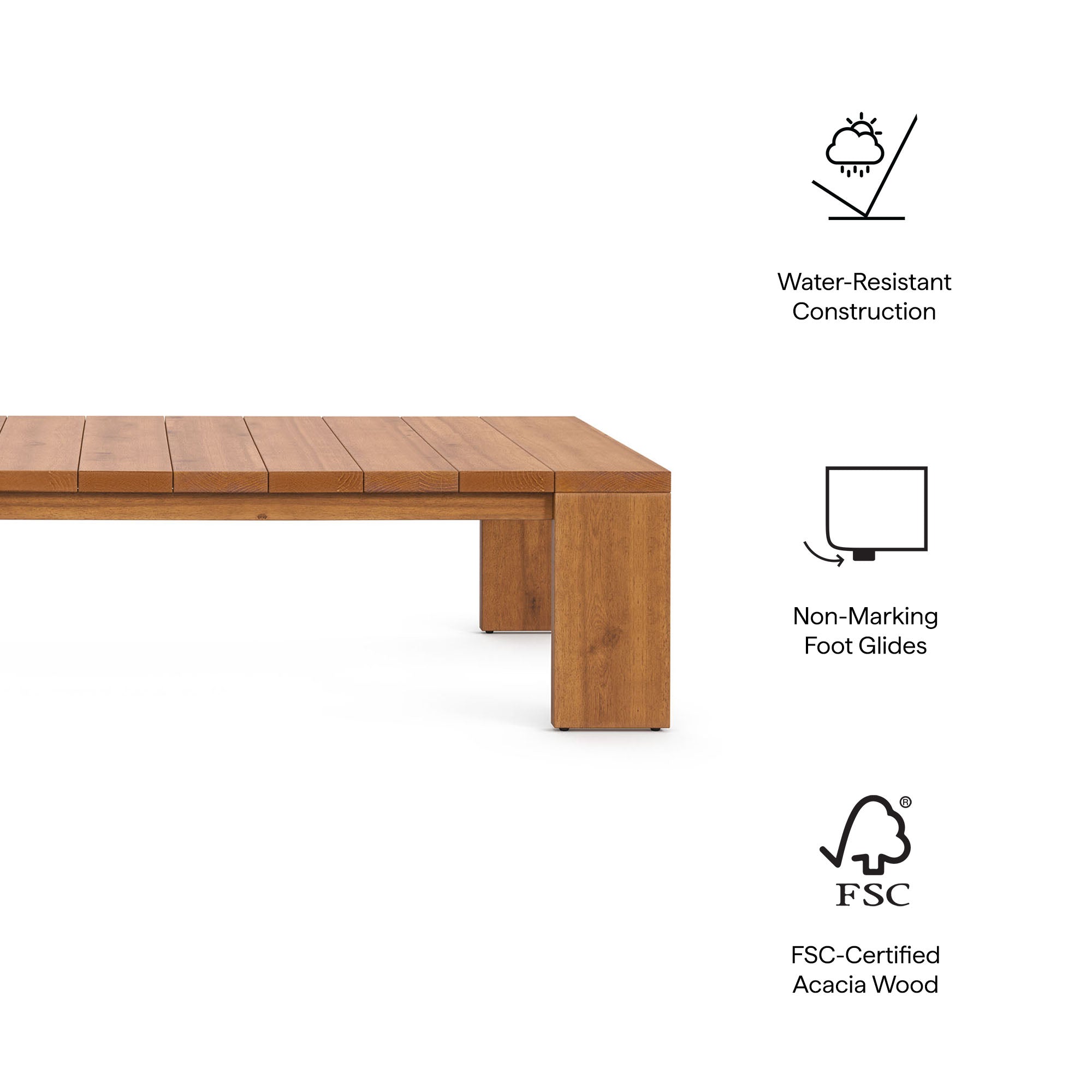 Tahoe Outdoor Patio Acacia Wood Coffee Table