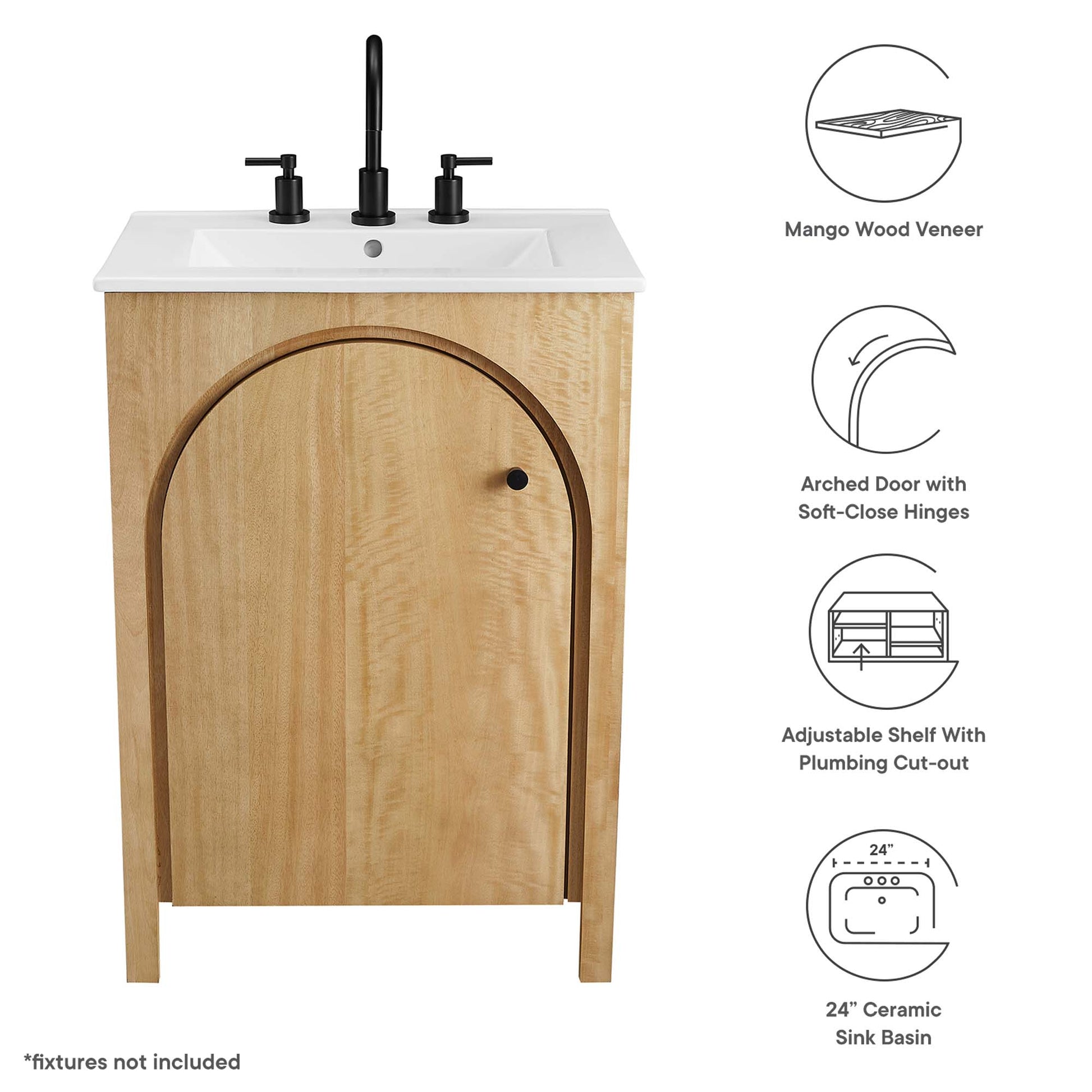 Appia Bathroom Vanity Basin Included - Walnut White