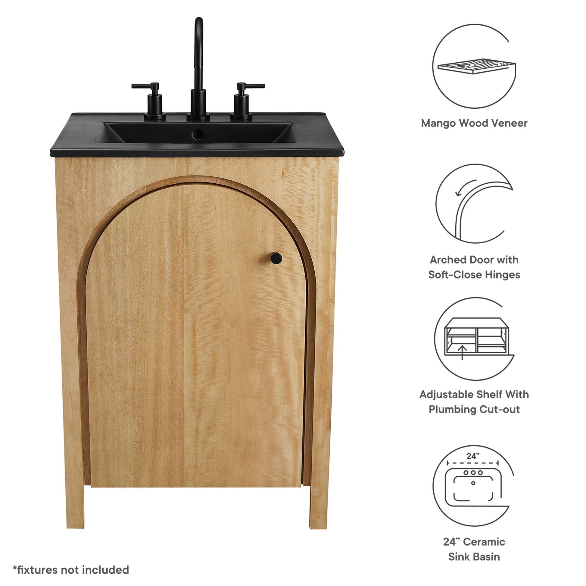Appia 24" Bathroom Vanity - Walnut Black