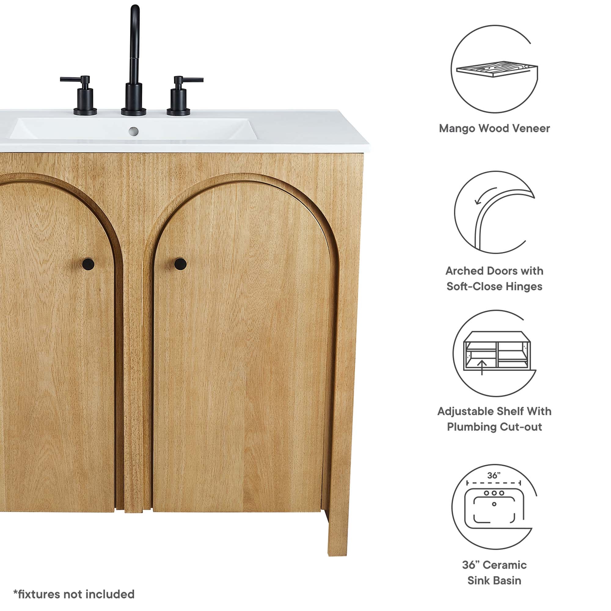 Appia 36" Bathroom Vanity - Walnut White