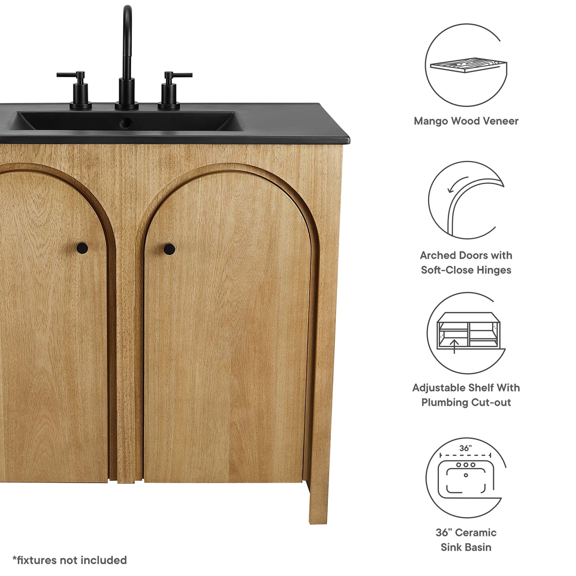 Appia 36" Bathroom Vanity - Walnut Black