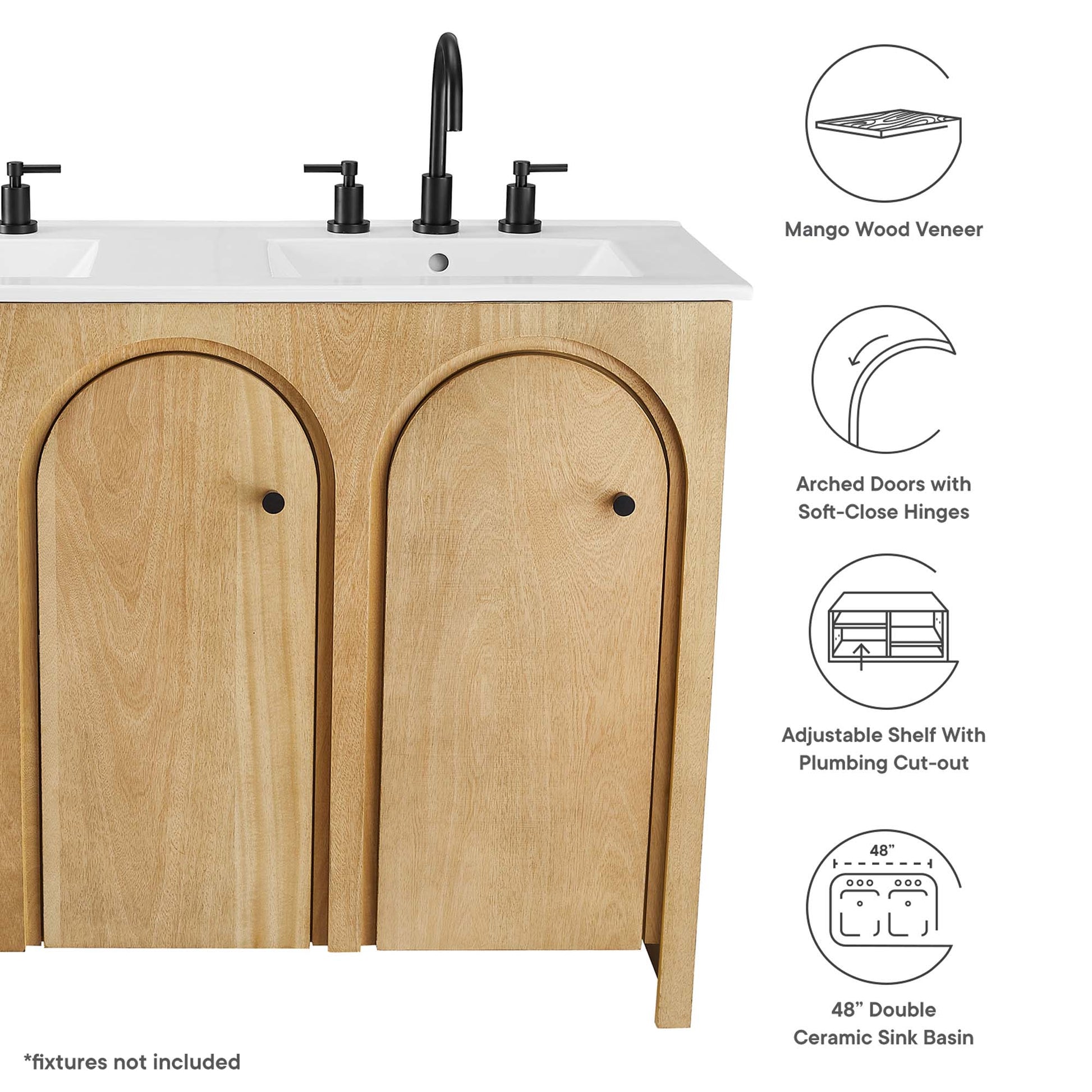 Appia 48" Double Sink Bathroom Vanity - Walnut White