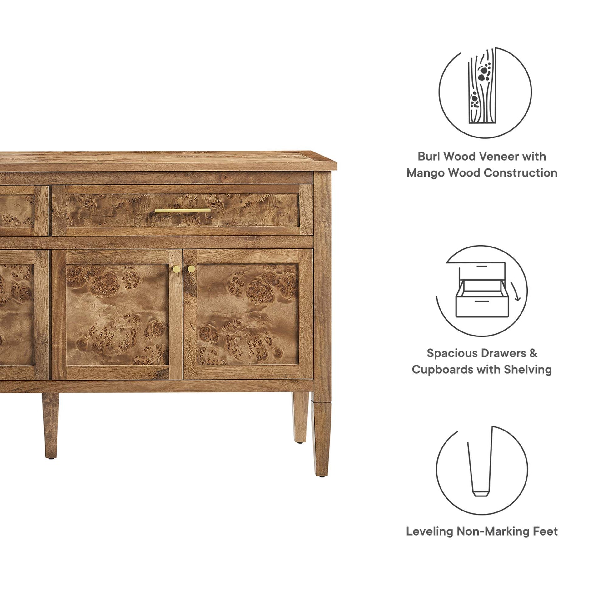 Elysian 62" Wood Sideboard - Bleached Burl