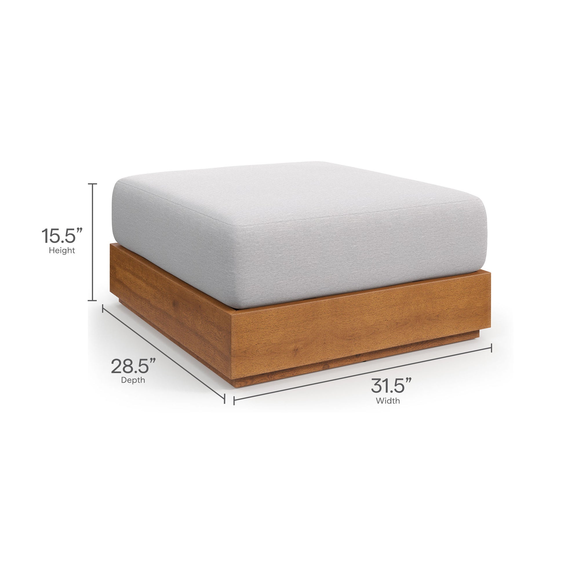 Tahoe 2-Piece Outdoor Patio Acacia Wood Armchair and Ottoman Set