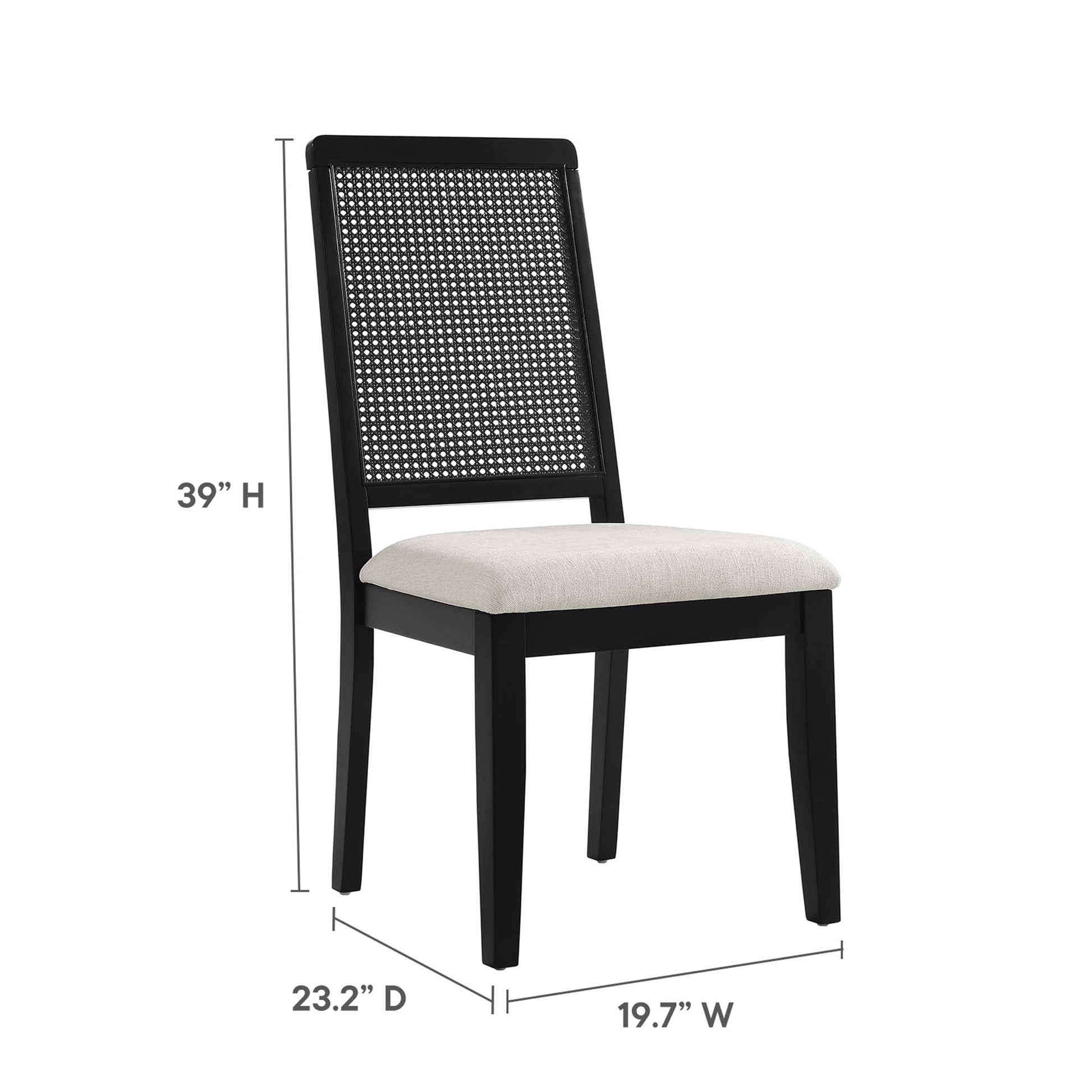 Arlo Faux Rattan and Wood Dining Side Chairs - Set of 2 - Black Natural Heathered Weave Ivory