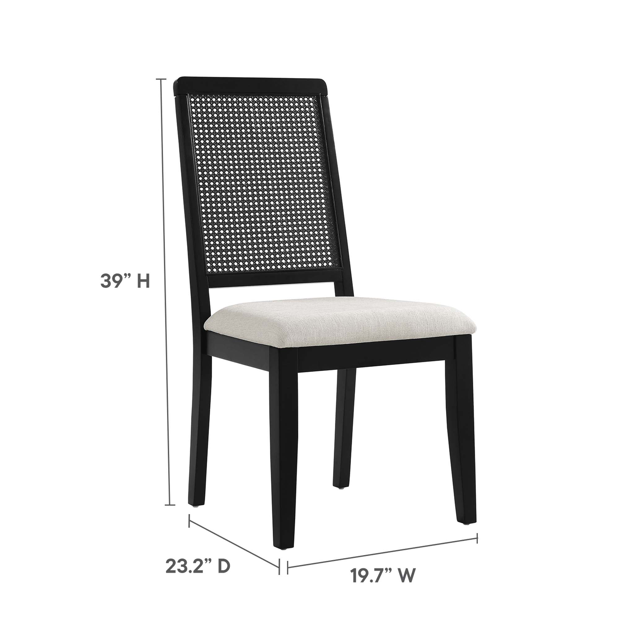 Arlo Faux Rattan and Wood Dining Side Chairs - Set of 2 - Black Natural Heathered Weave Ivory
