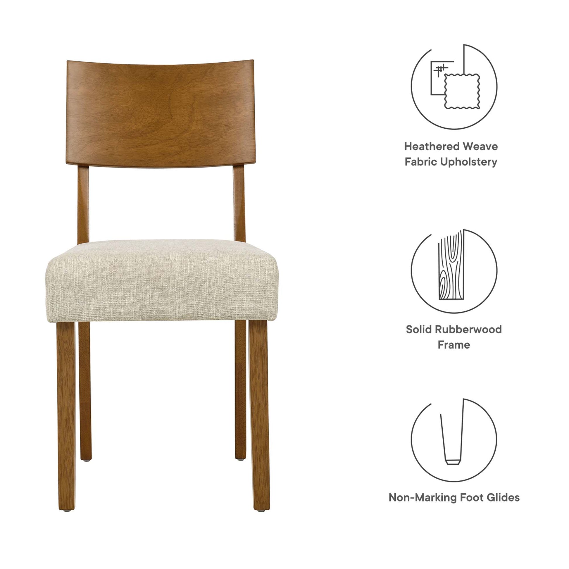 Pax Wood Dining Side Chairs - Set of 2 - Walnut Heathered Weave Ivory