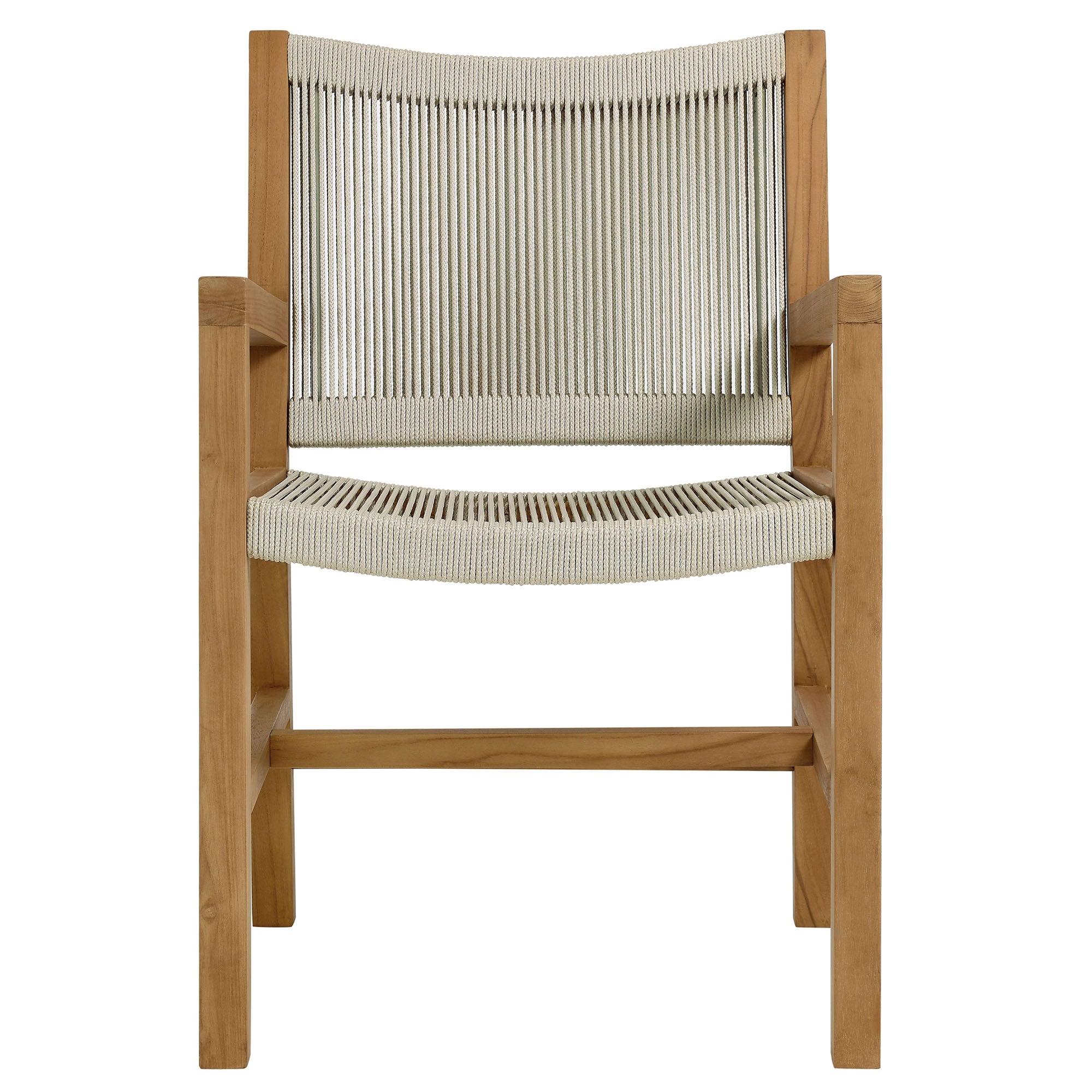 Vienna 3-Piece Outdoor Patio Teak and Rope Armchairs with Folding Side Table