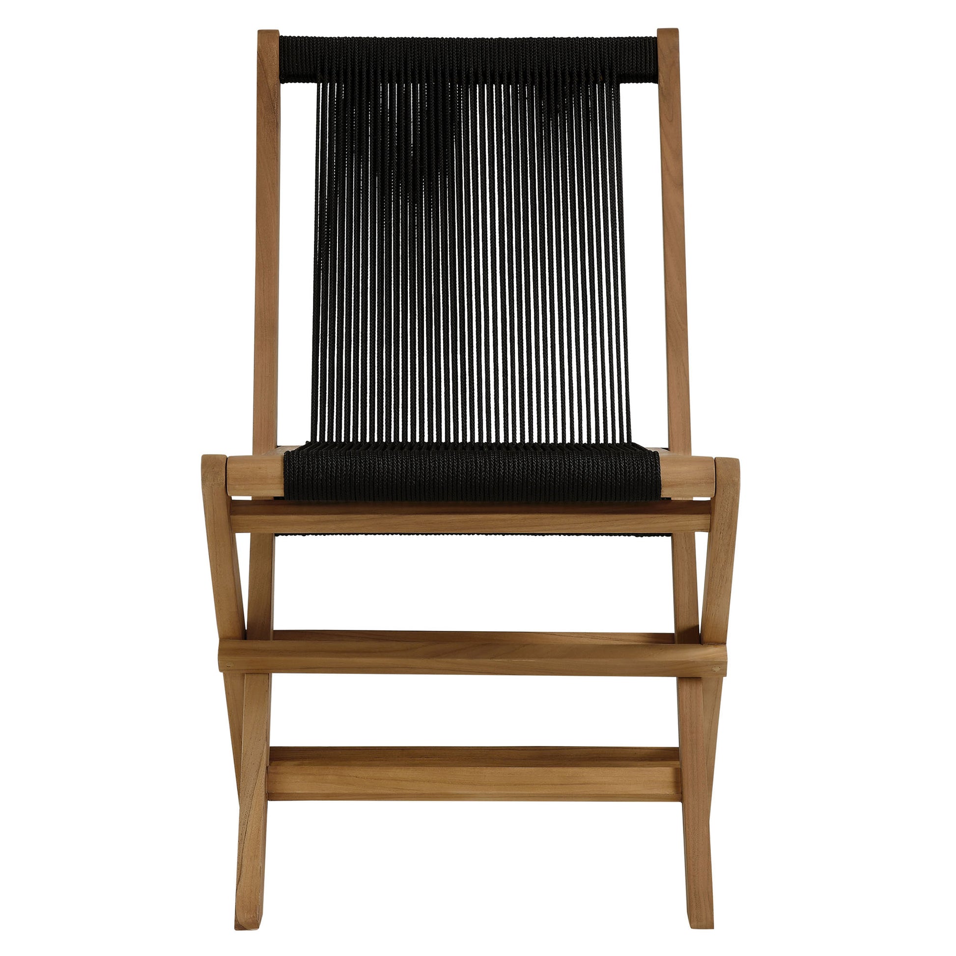 Vienna 5-Piece Outdoor Patio Teak Wood Dining Set with Rope Folding Chairs