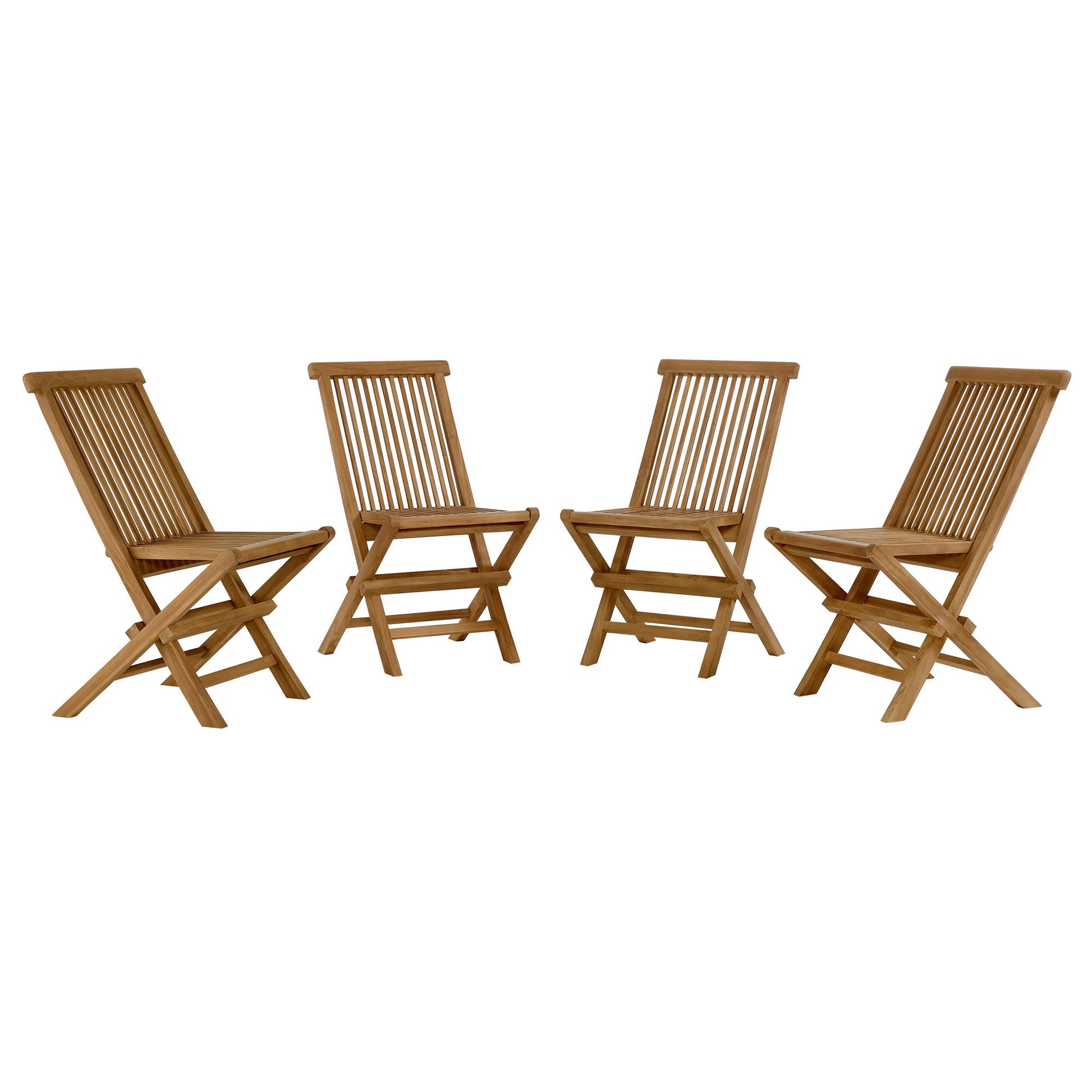 Vienna Outdoor Patio Teak Wood Folding Dining Chairs Set of 4 - Natural