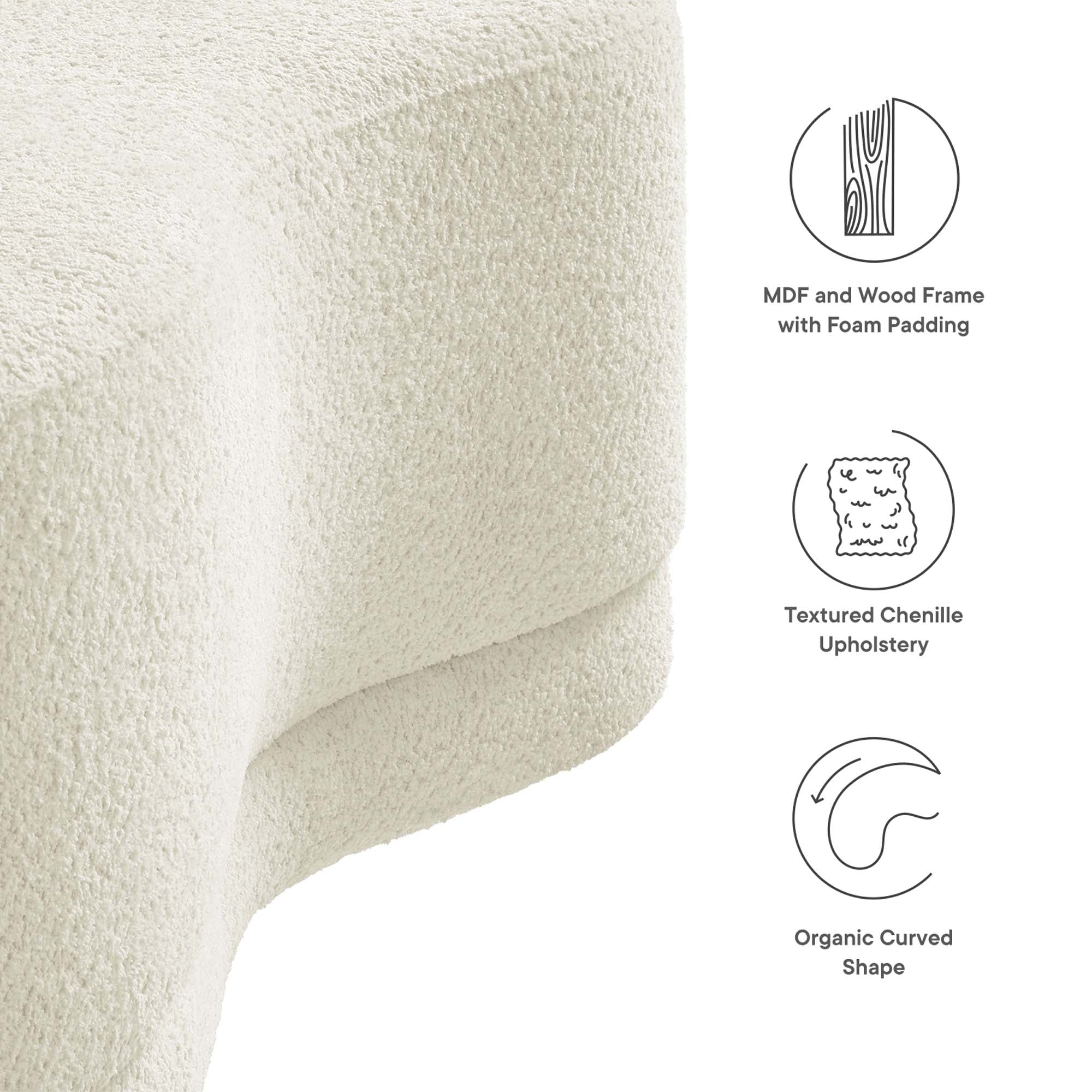 Nimbus 48" Upholstered Ottoman Bench - Oat
