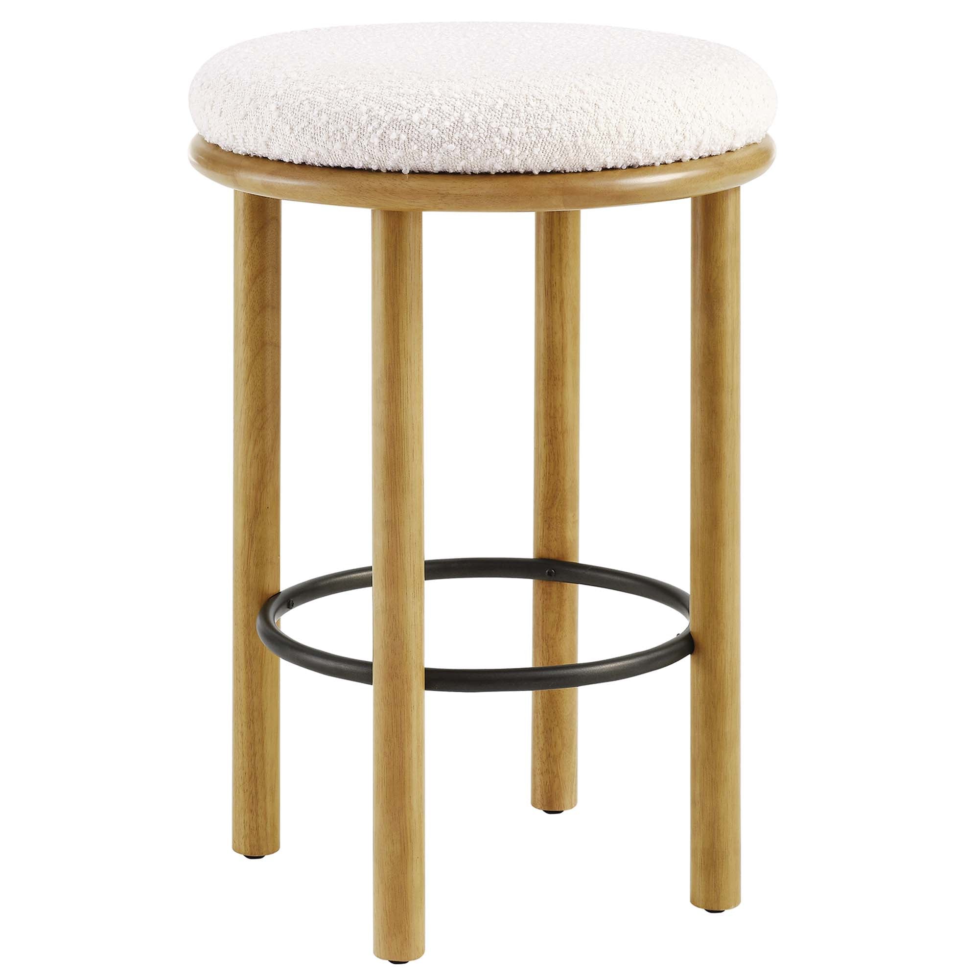 Fable Boucle Fabric Counter Stools - Set of 2 - Walnut Taupe