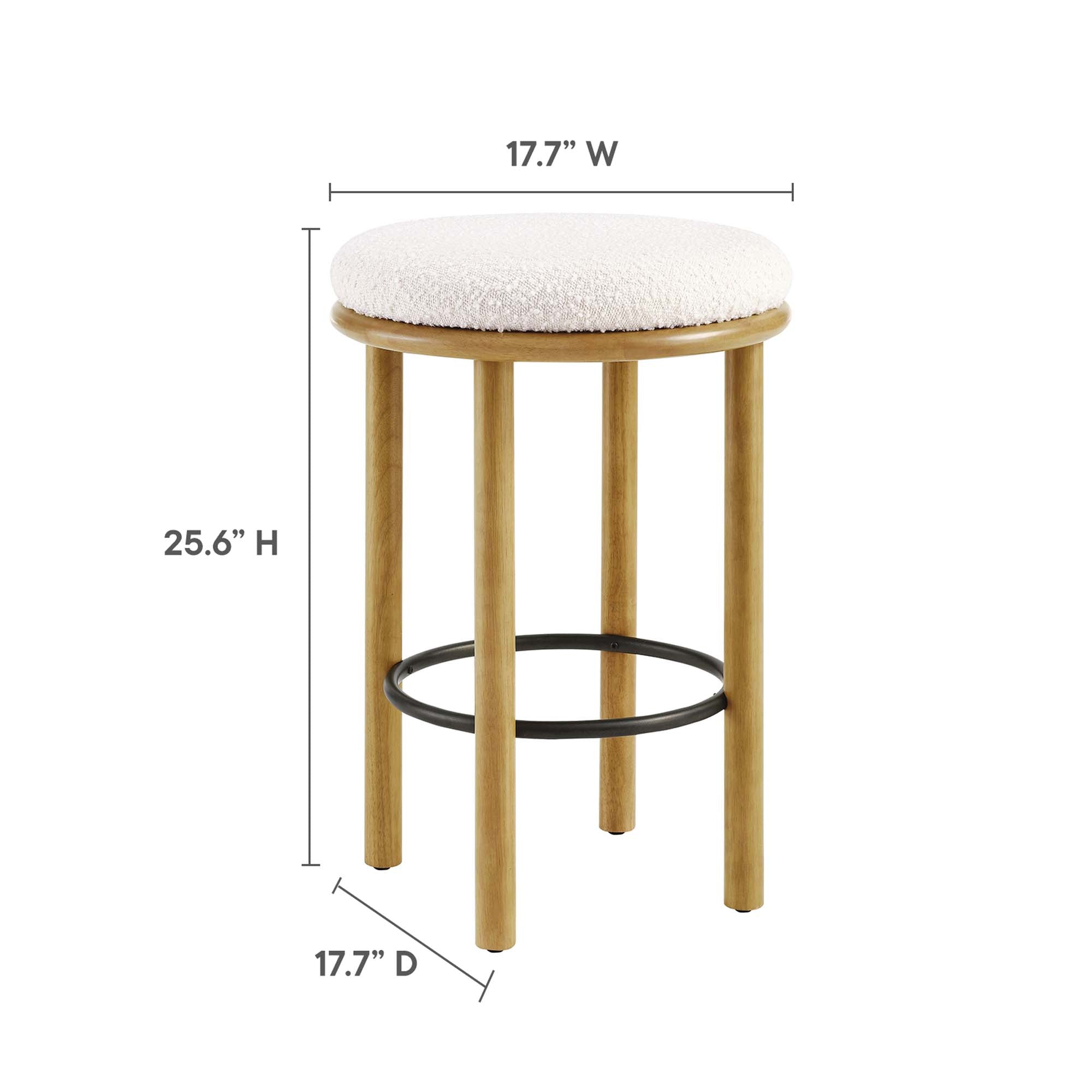 Fable Boucle Fabric Counter Stools - Set of 2 - Walnut Ivory