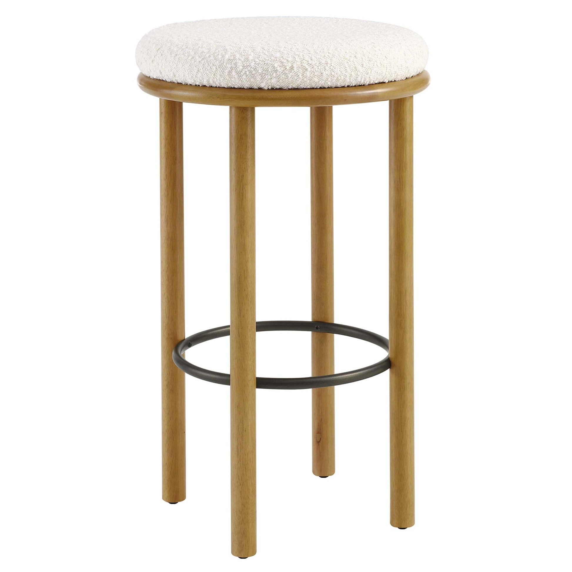 Fable Boucle Fabric Bar Stools - Set of 2 - Walnut Taupe