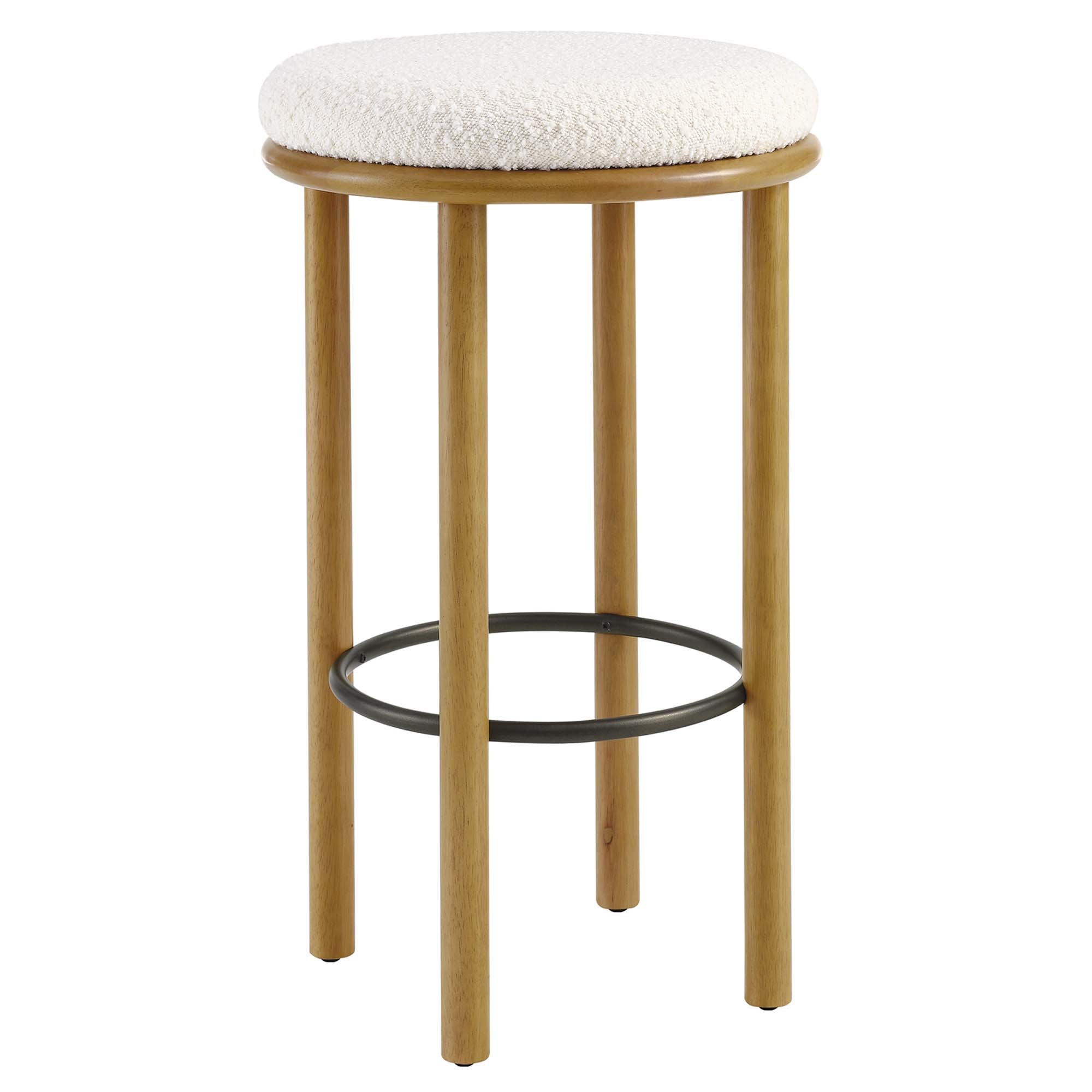 Fable Boucle Fabric Bar Stools - Set of 2 - Walnut Taupe