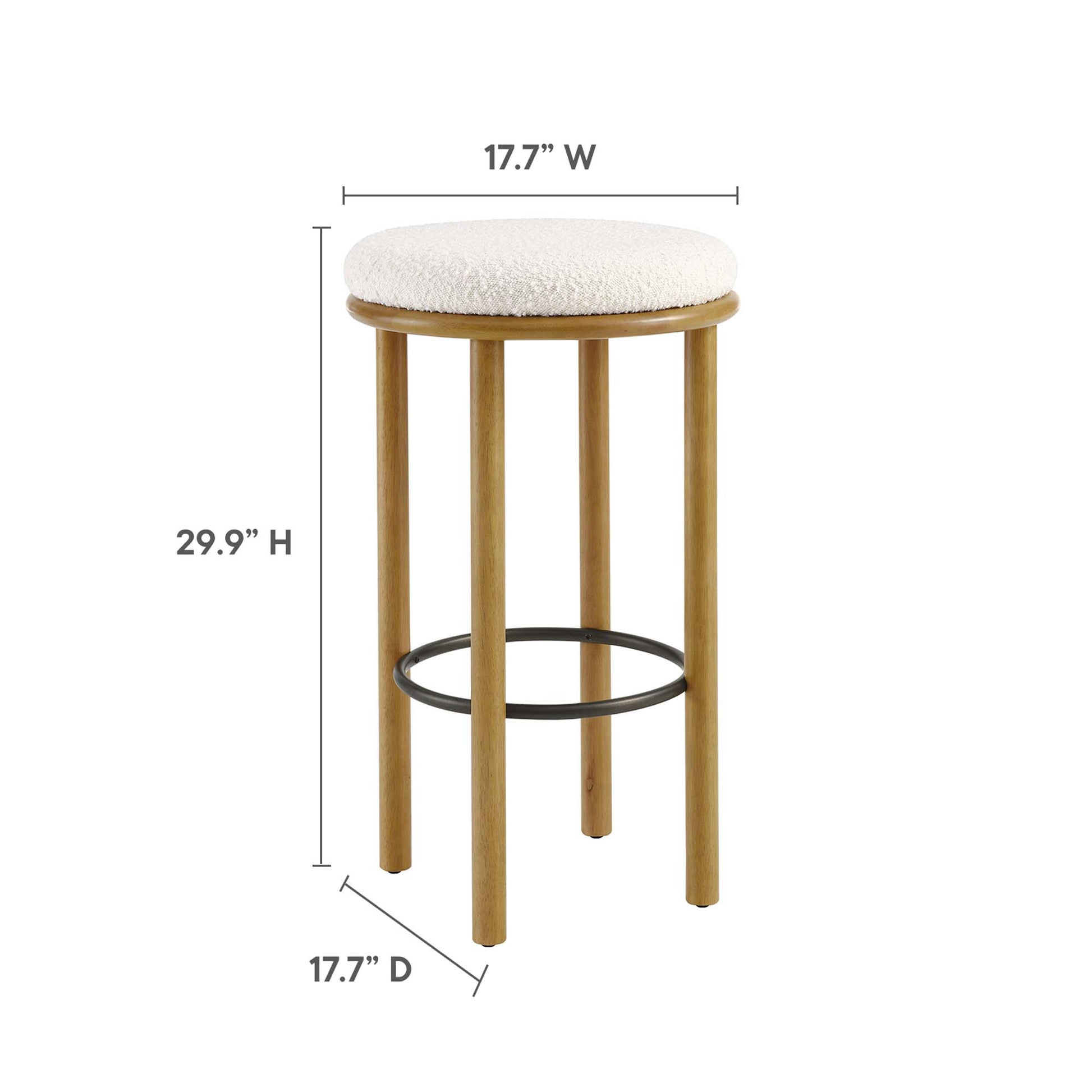 Fable Boucle Fabric Bar Stools - Set of 2 - Walnut Ivory