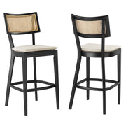 Caledonia Wood Bar Stools - Set of 2 - Black Beige