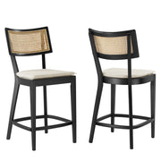 Caledonia Wood Counter Stools - Set of 2 - Black Beige