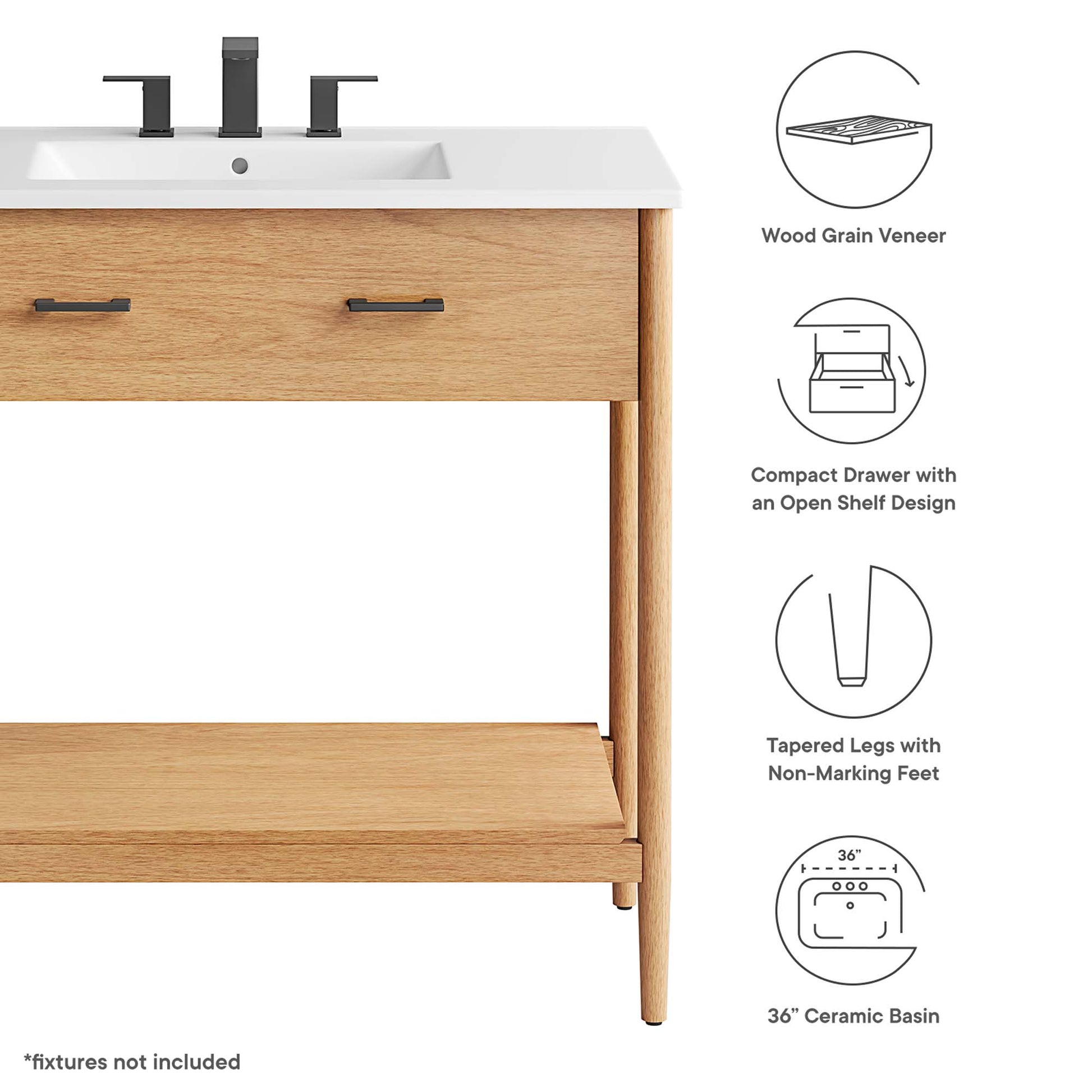 Zaire 36" Bathroom Vanity - Walnut White