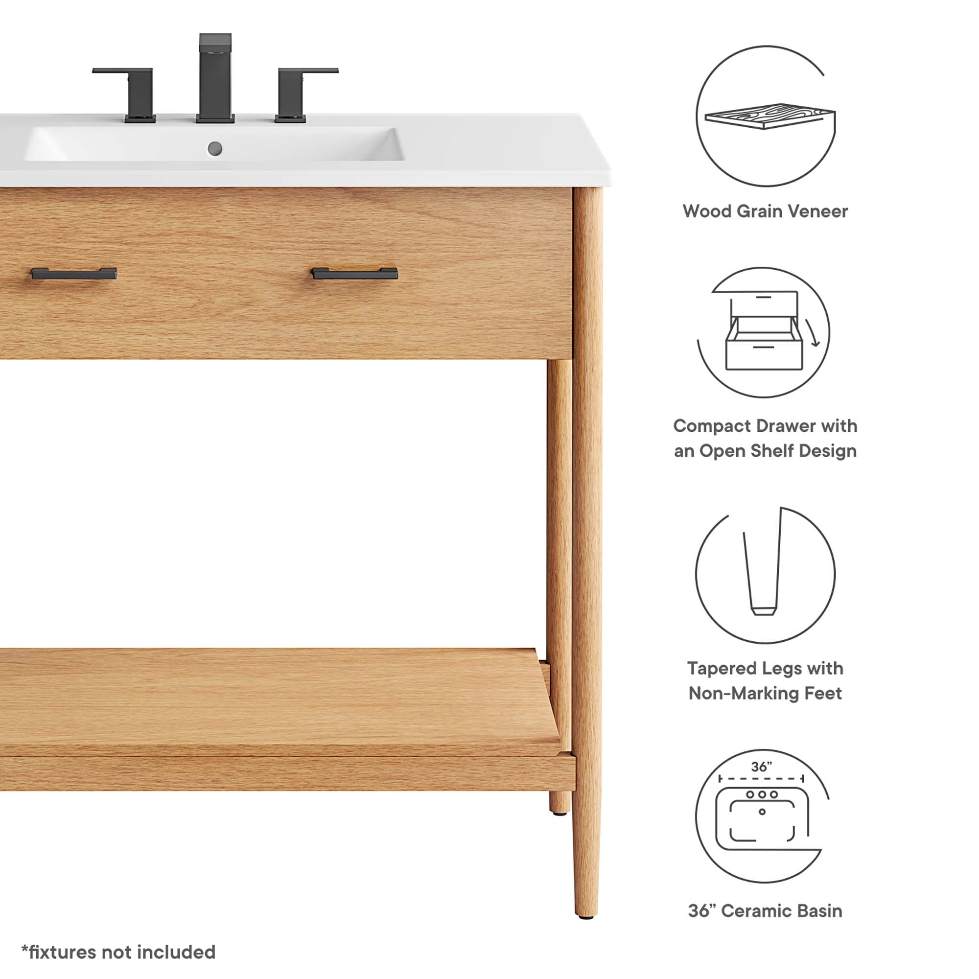 Zaire 36" Bathroom Vanity - Walnut White