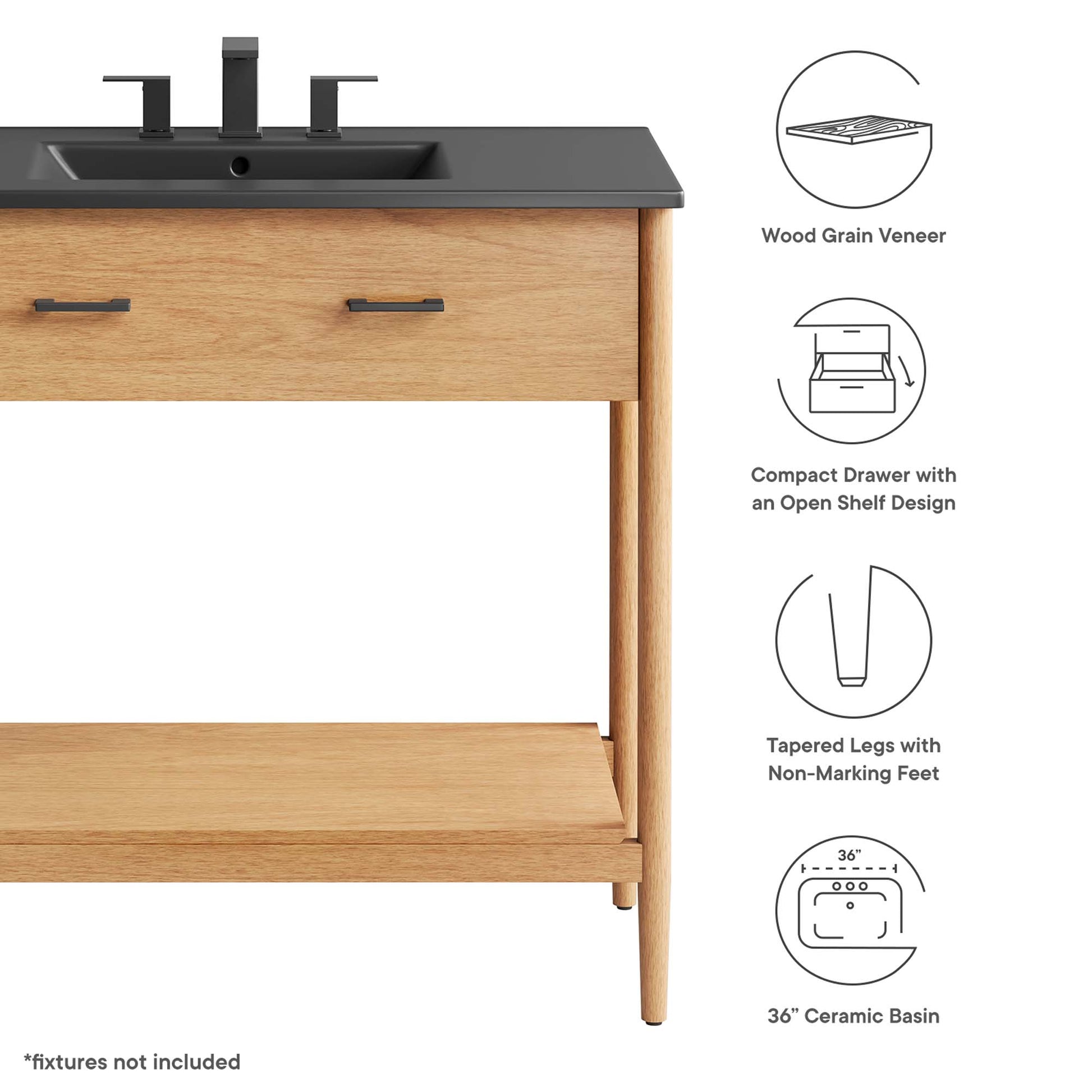 Zaire 36" Bathroom Vanity - Walnut Black