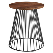 Valeo Round Wood and Metal Side Table - Walnut