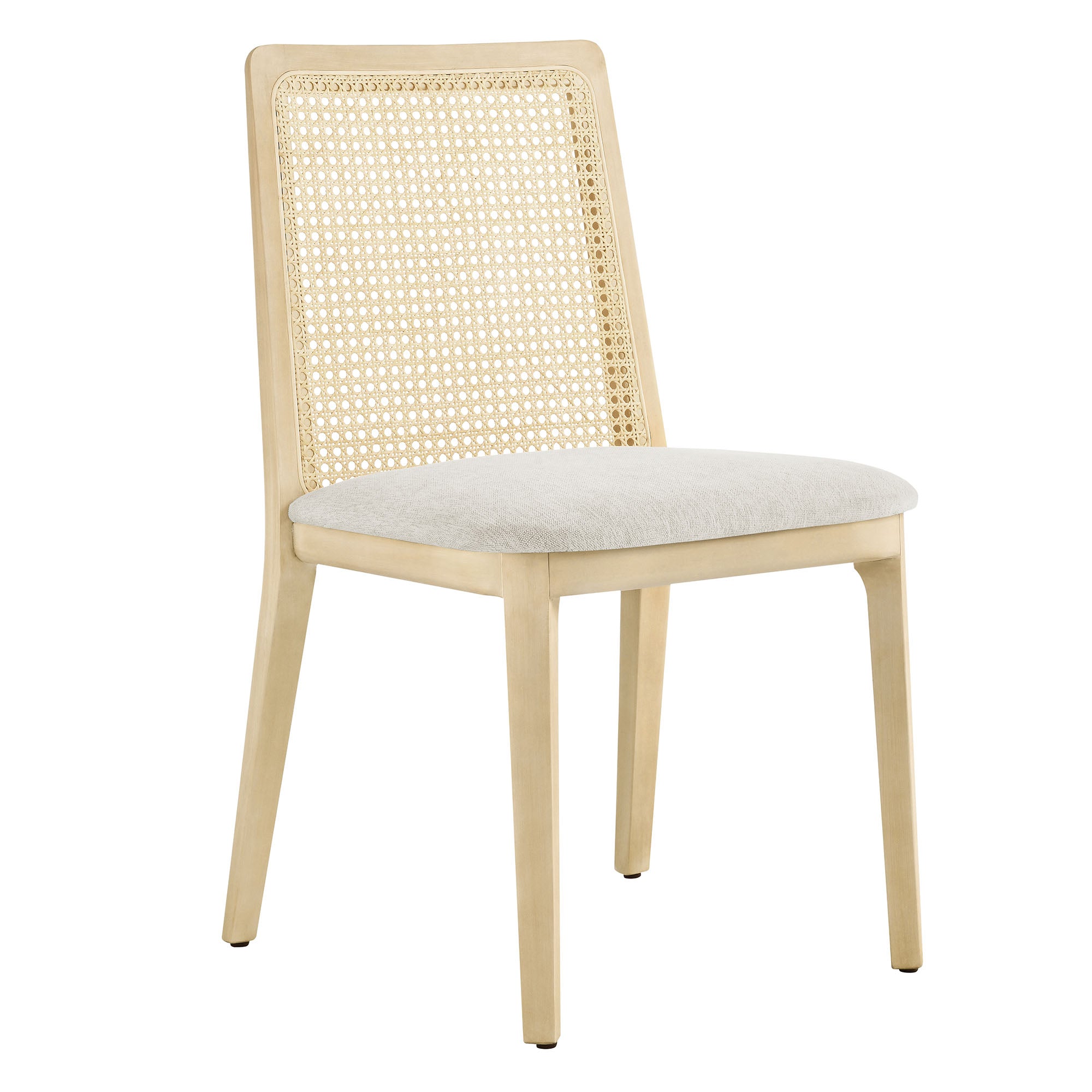 Monarch Beech Wood and Rattan Dining Side Chair - Antique White Natural Heathered Weave Ivory
