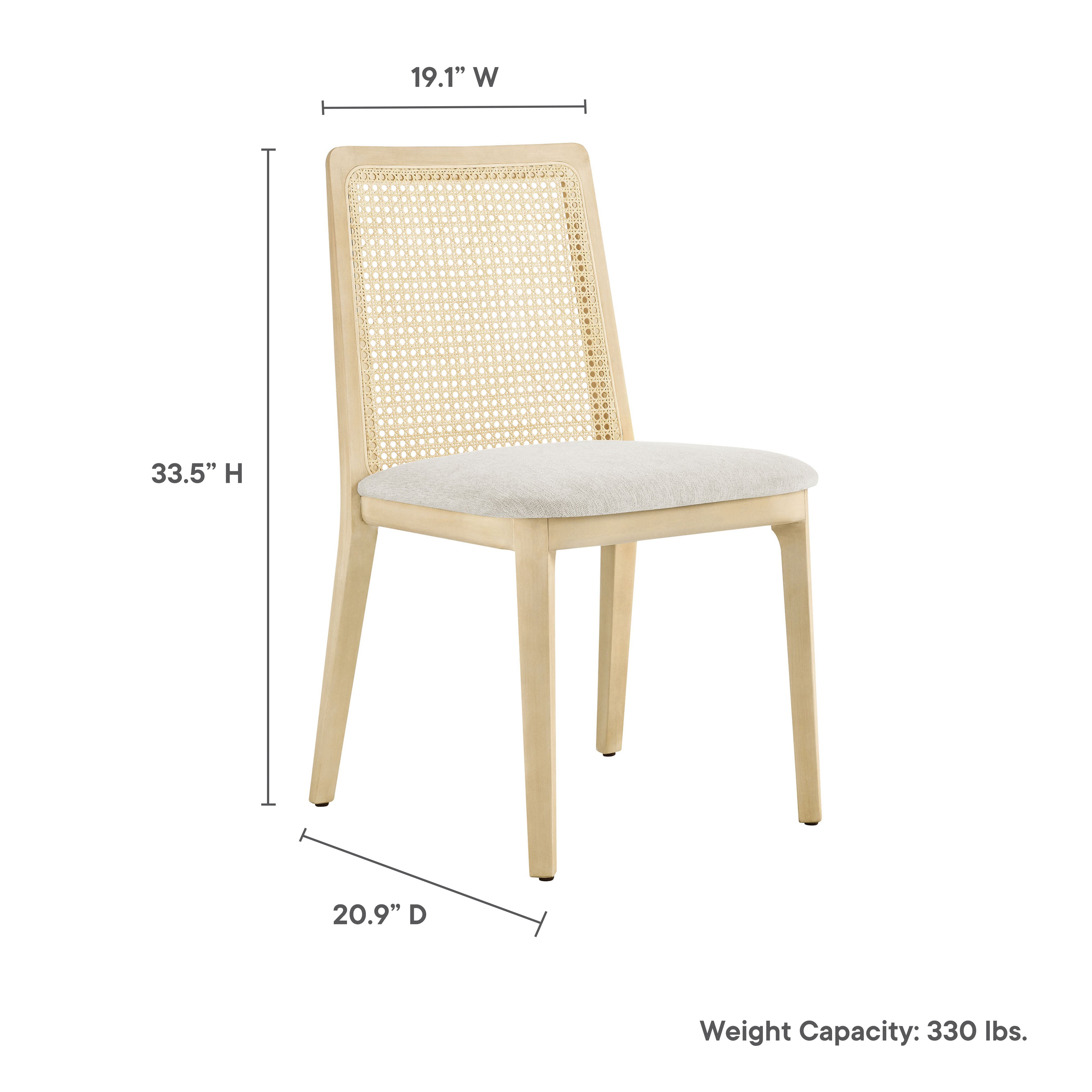 Monarch Beech Wood and Rattan Dining Side Chair - Black Black Gray