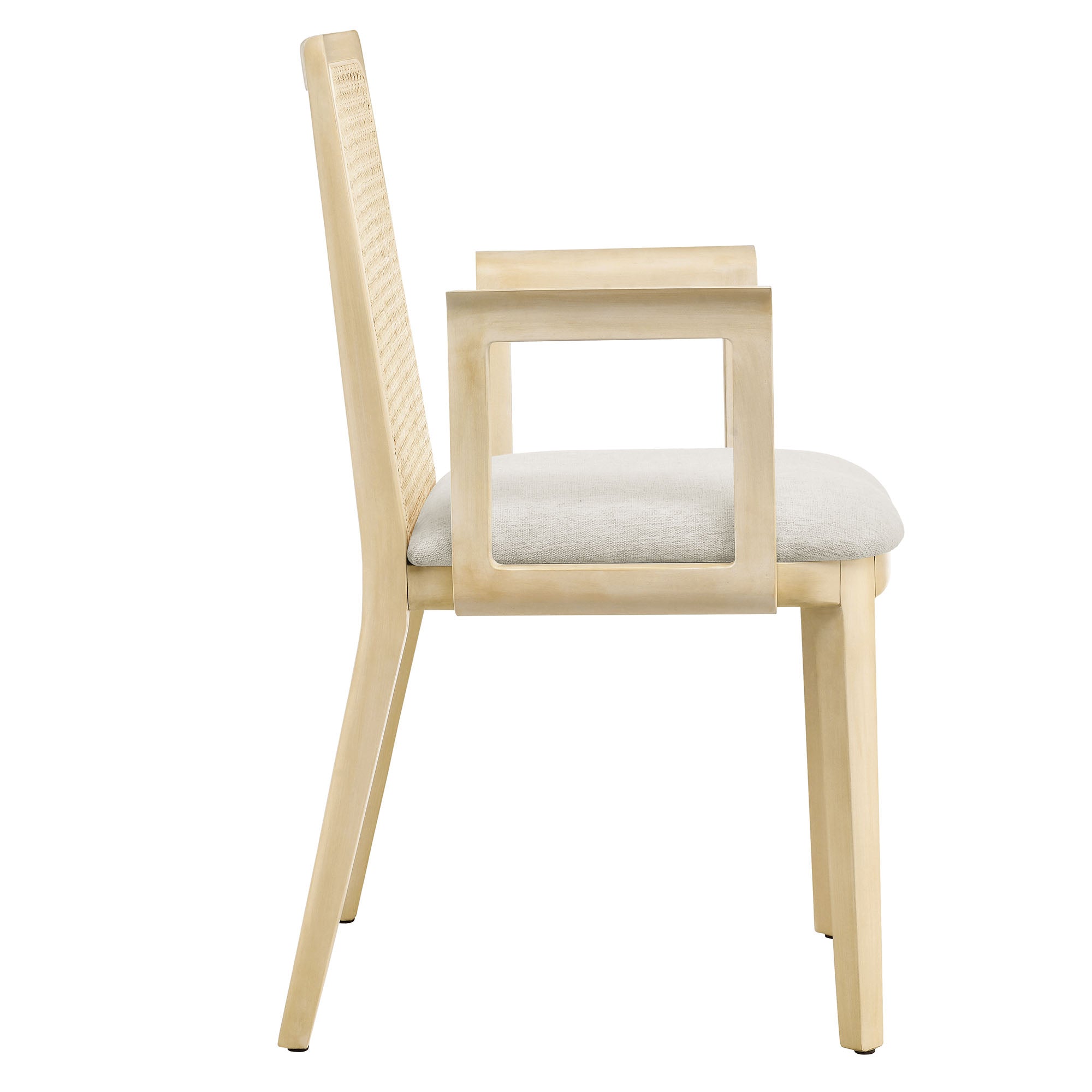 Monarch Beech Wood and Rattan Dining Armchair - Honey Natural Gray