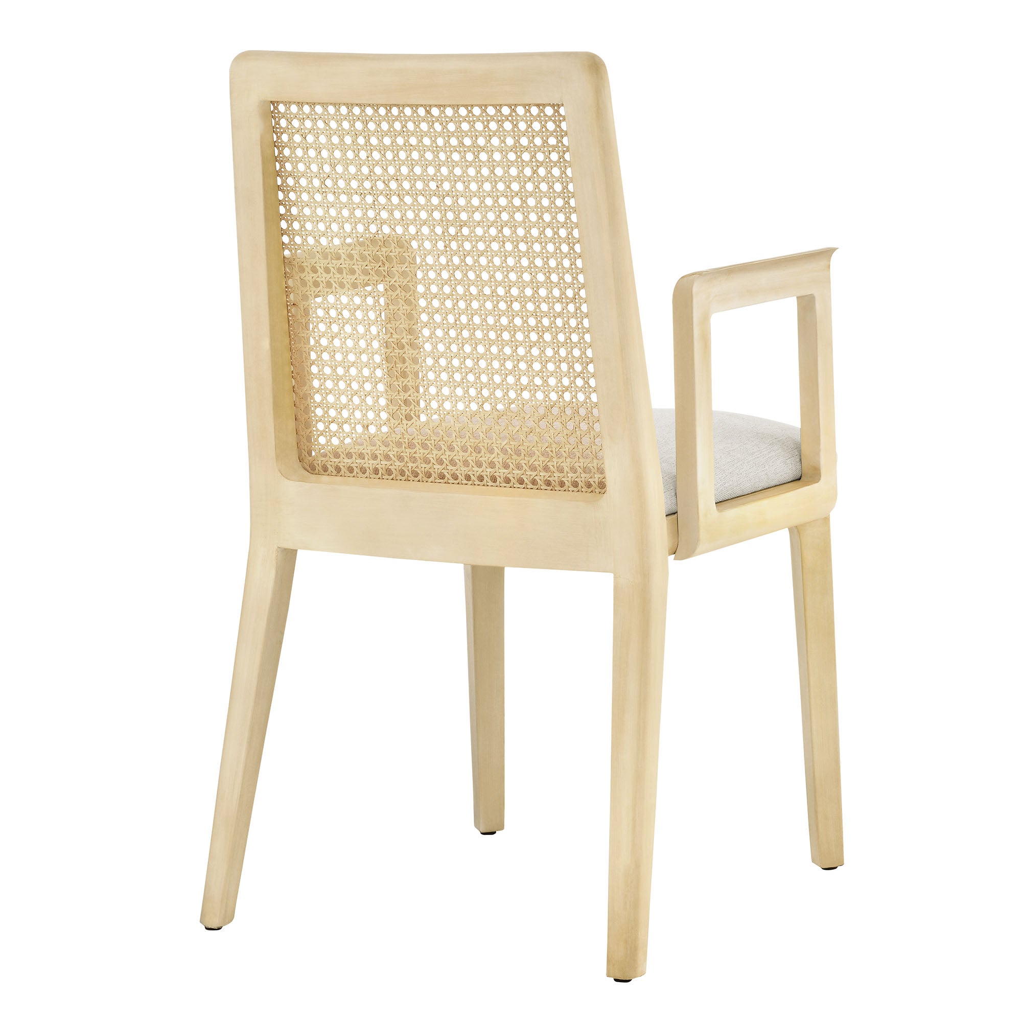 Monarch Beech Wood and Rattan Dining Armchair - Honey Natural Heathered Weave Ivory