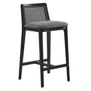 Monarch Beech Wood and Rattan Counter Stool - Black Black Gray