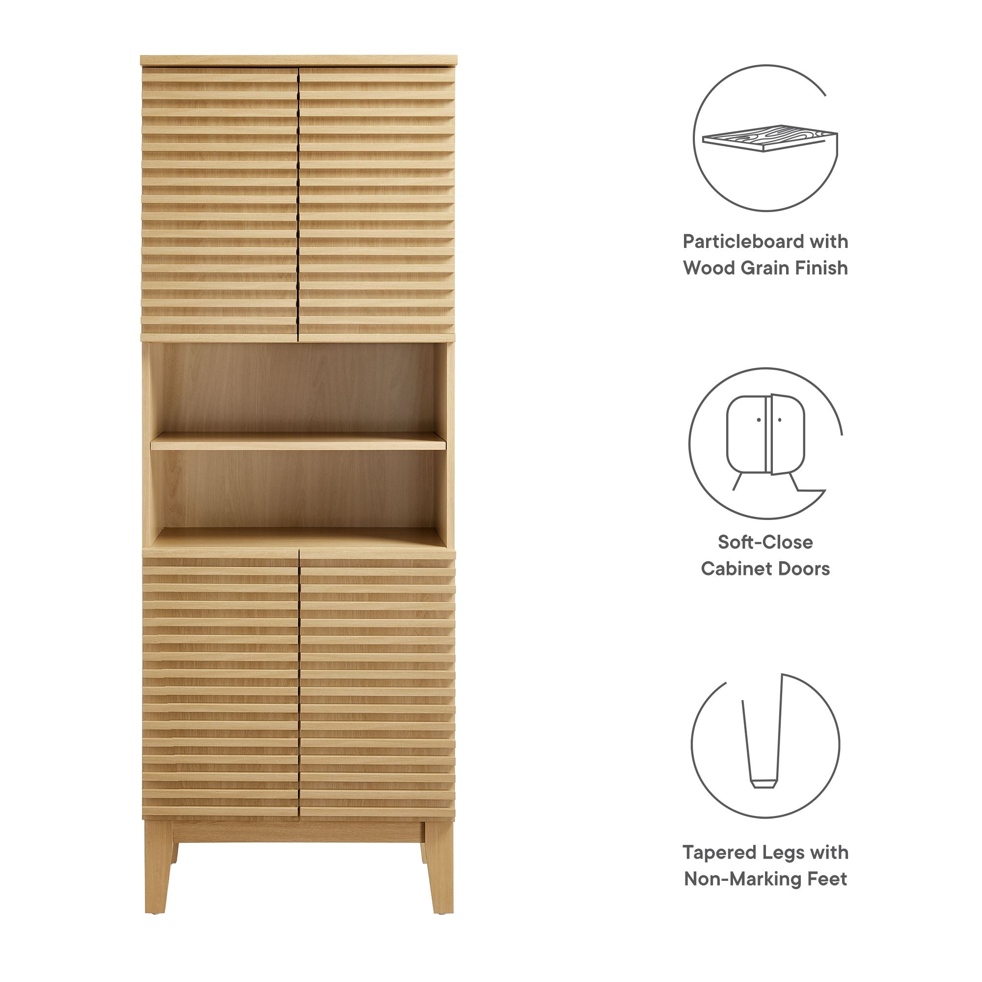 Render Tall Bathroom Storage Cabinet - Walnut
