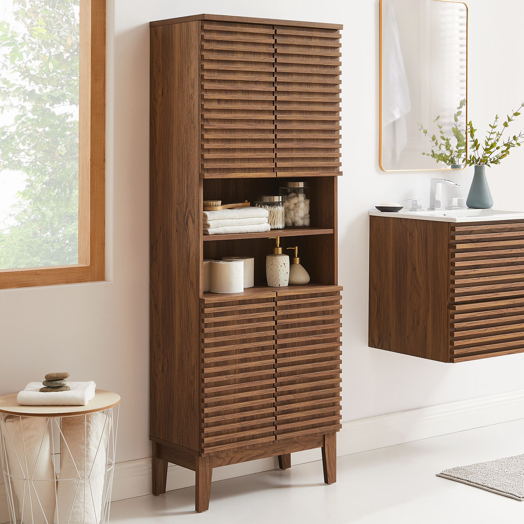 Render Tall Bathroom Storage Cabinet
