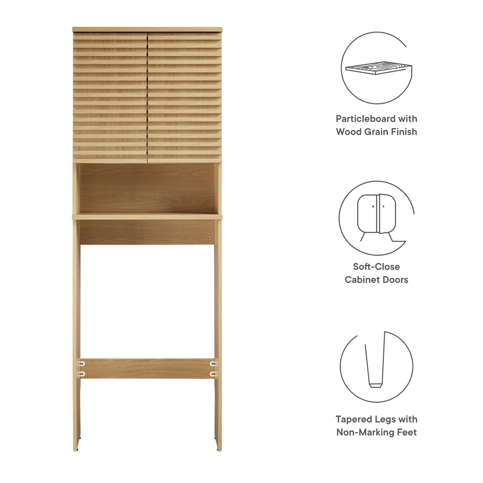Render Over the Toilet Bathroom Storage Cabinet - Walnut