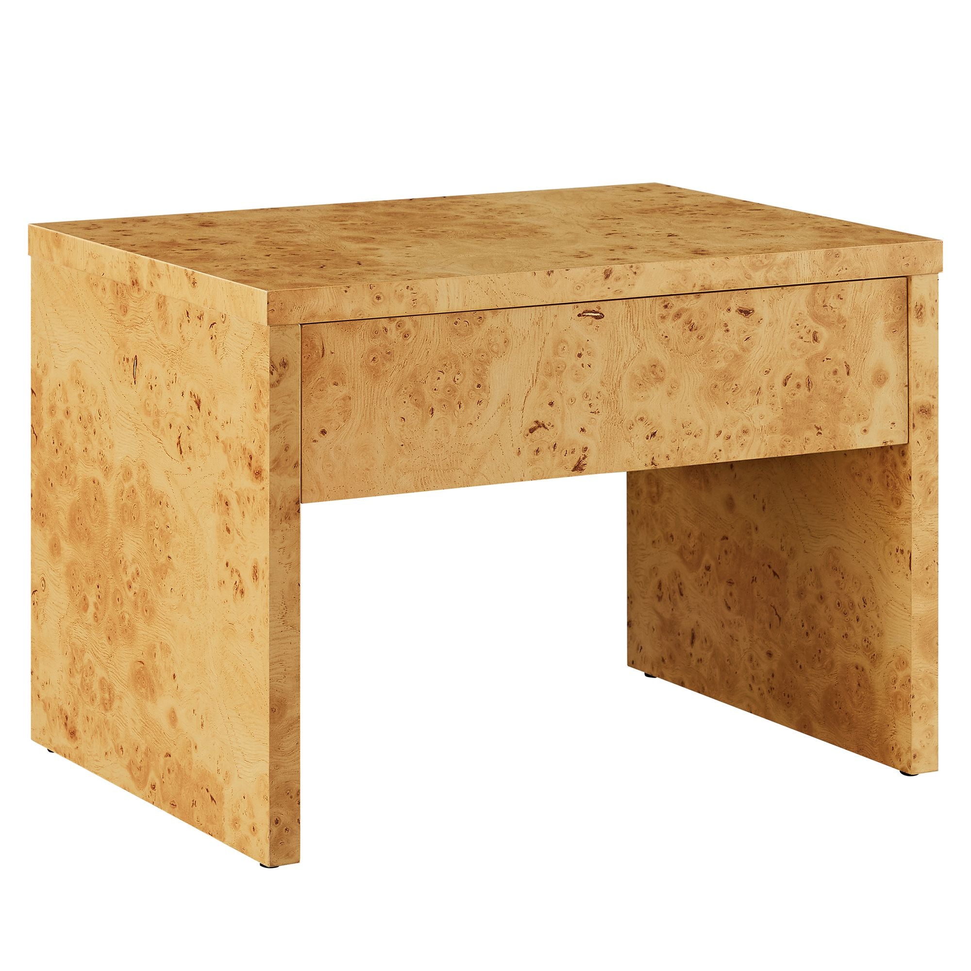 Hudson  1-Drawer Burl Wood  Nightstand - Natural